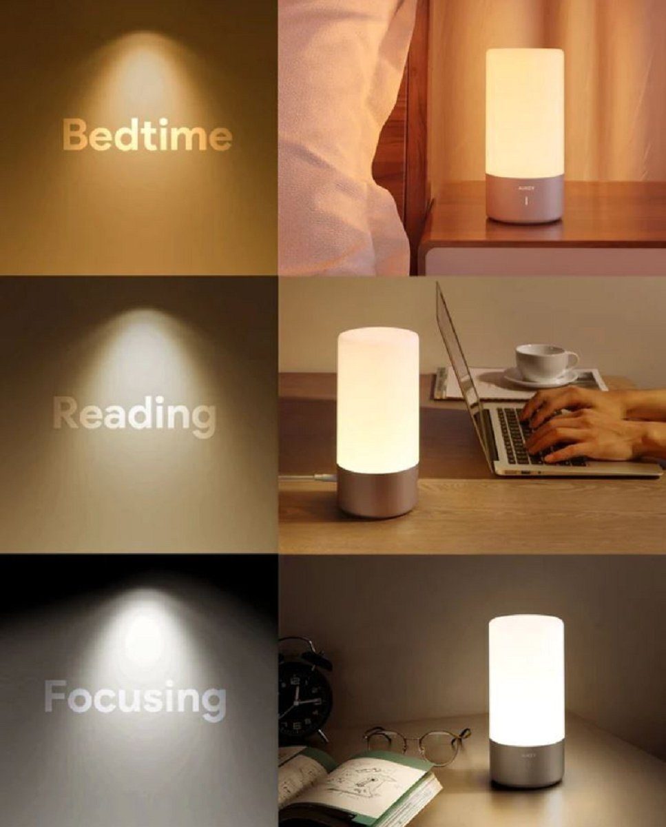 AUKEY Tischleuchte LT-T6, LED RGB Dimmbar Touch Schreibtischleuchte