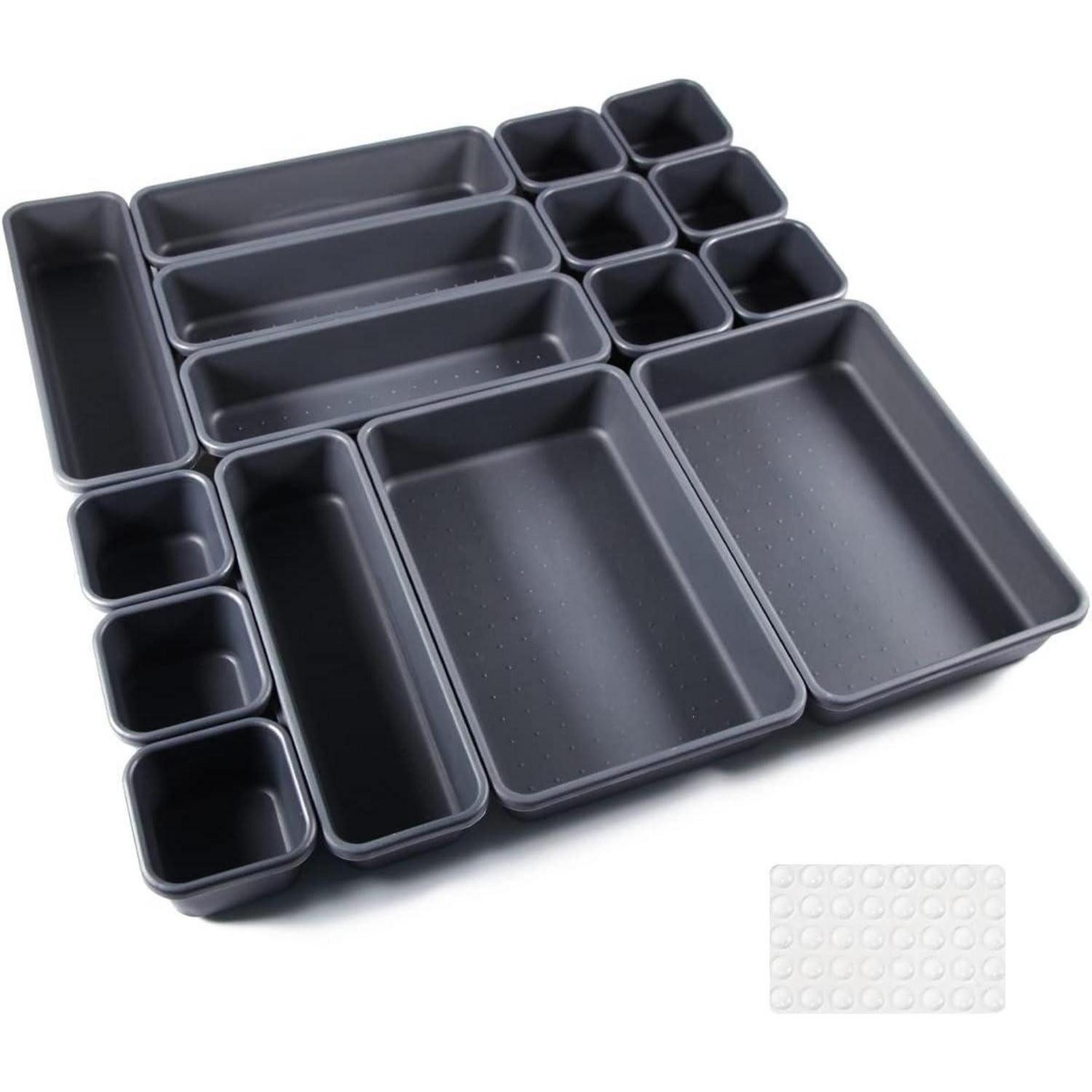 LuxusKollektion Schubladeneinsatz Schubladen Einlagen Schwarz Gewürz Organizer Set 16 Stk Utensilien (1 St)