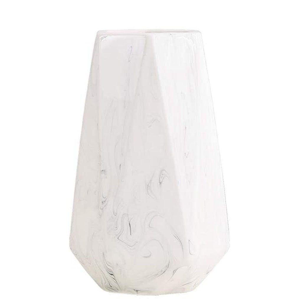 Housruse Dekovase 20cm Weiß Marmor Vase Keramik Vasen Blumenvase Deko  Dekoration