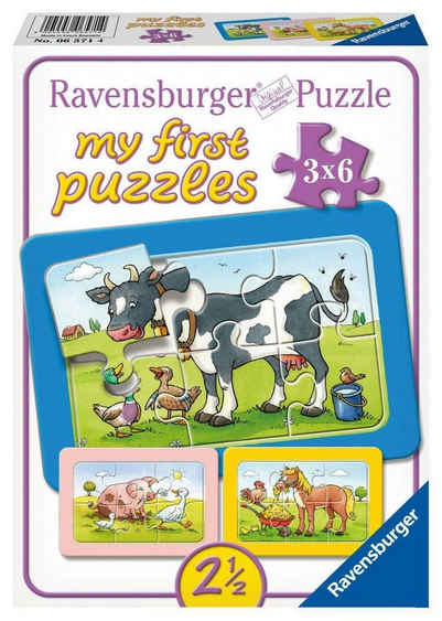 Ravensburger Puzzle Gute Tierfreunde. My first puzzle - Rahmenpuzzle 3 x 6 Teile, 19 Puzzleteile