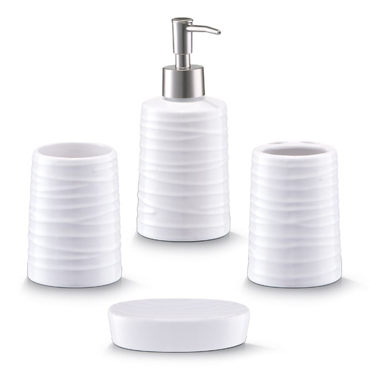 Zeller Present Badaccessoire-Set Bad-Accessoires-Set, 4-tlg., Keramik, günstig online kaufen