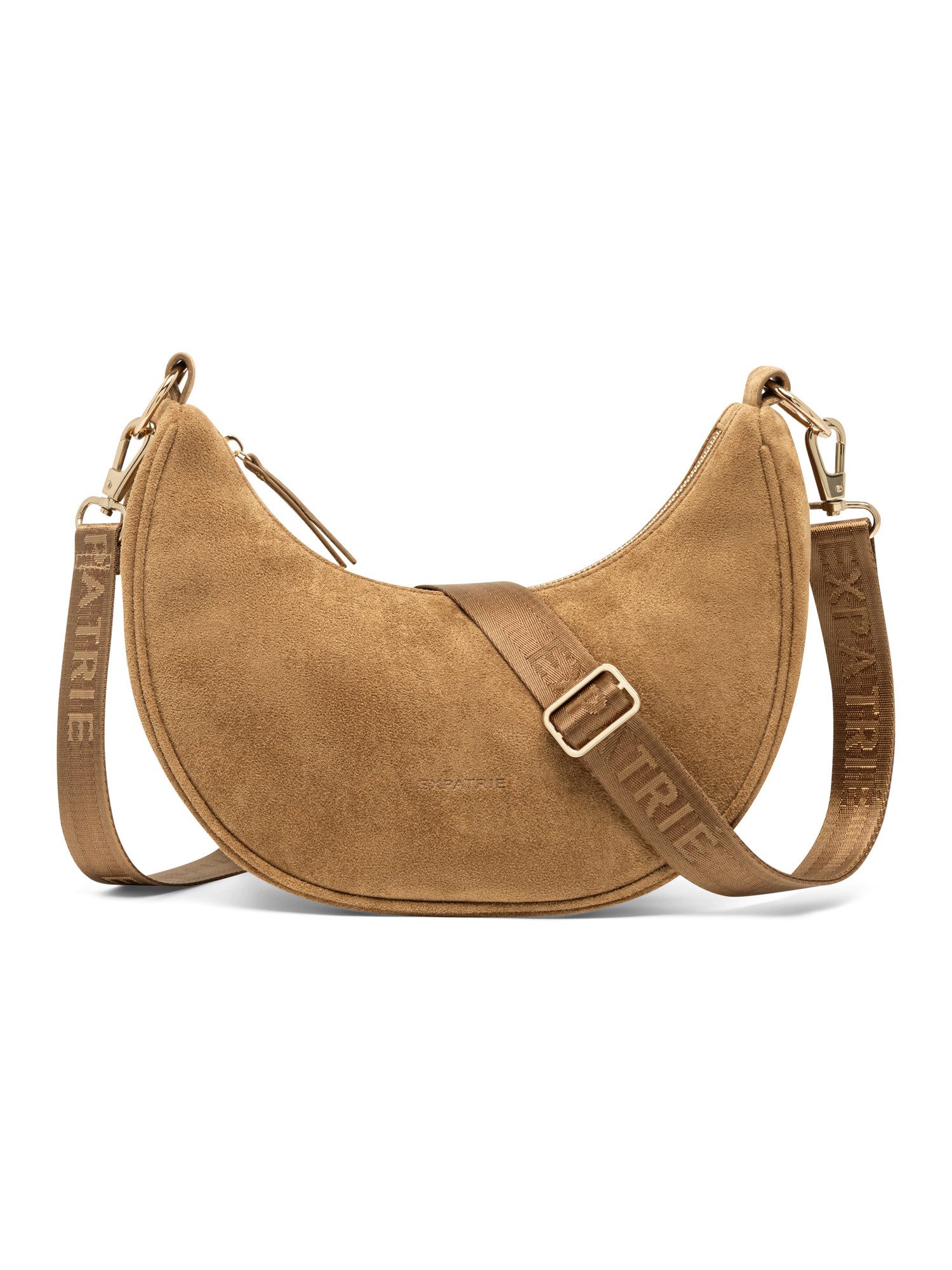 Expatrié Umhängetasche Lea Small Suede Half Moon Bag, Elegante Crossbody Bag in Halbmond Form