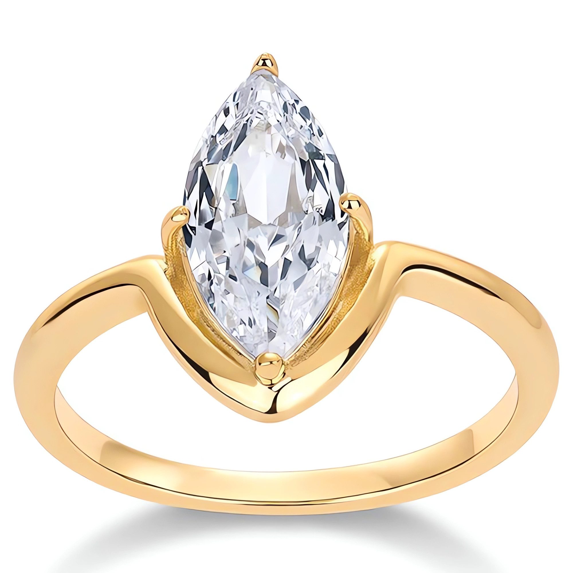 Jumpeak Diamantring Labordiamant 1.5 Karat, Diamantring, Geschenk für Frau, Eheringe, IGI, Marquise-Form Diamant, D VVS 2EX, Ring Gold Damen 585 Echtgold