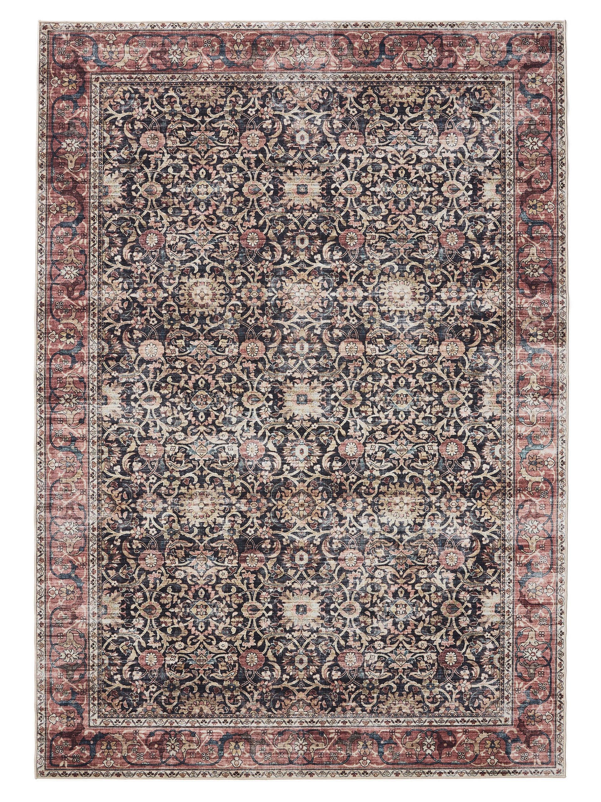Interiyou Teppich Gent, Rechteckig, Höhe: 5 mm, Vintage Kurzflor für Wohnzimmer, Schlafzimmer, waschbar, pflegeleicht