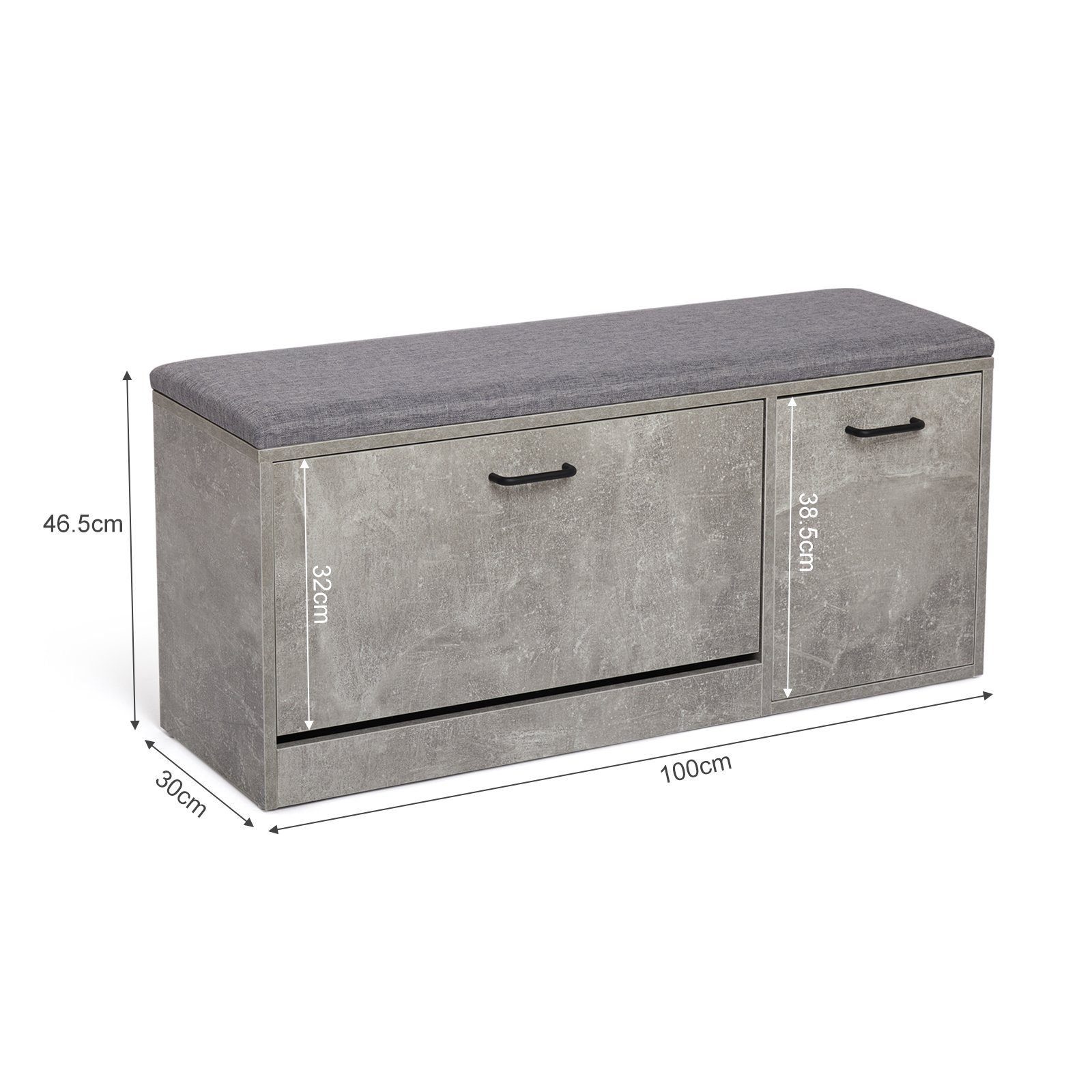 Mondeer Schuhbank Schuhhocker, Schuhregal mit Sitzfläche, L100 x B30 x H46,5 cm