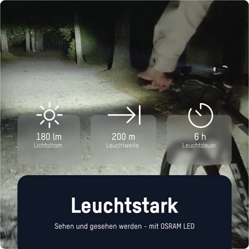 ANSMANN AG Fahrradbeleuchtung Fahrradlicht StVZO zugelassen mit 5 Watt OSRAM LED und Abblendlicht