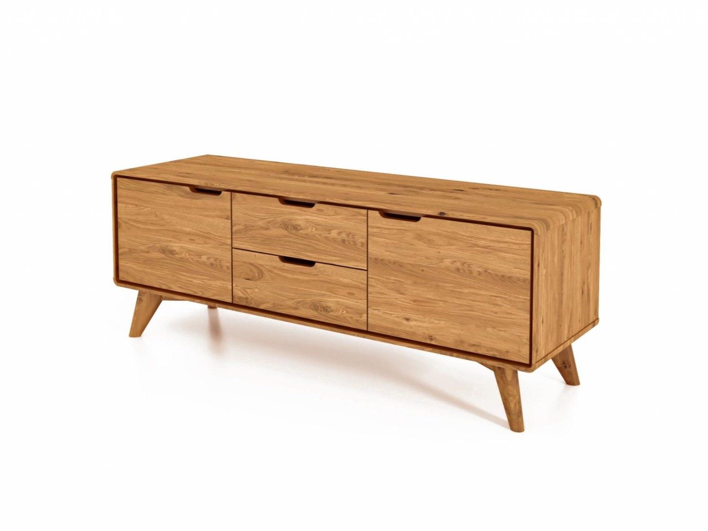 Natur24 Sideboard Kommode Gerg Wildeiche massiv 134x40x48cm mit 2 Türen und 2 Schubladen