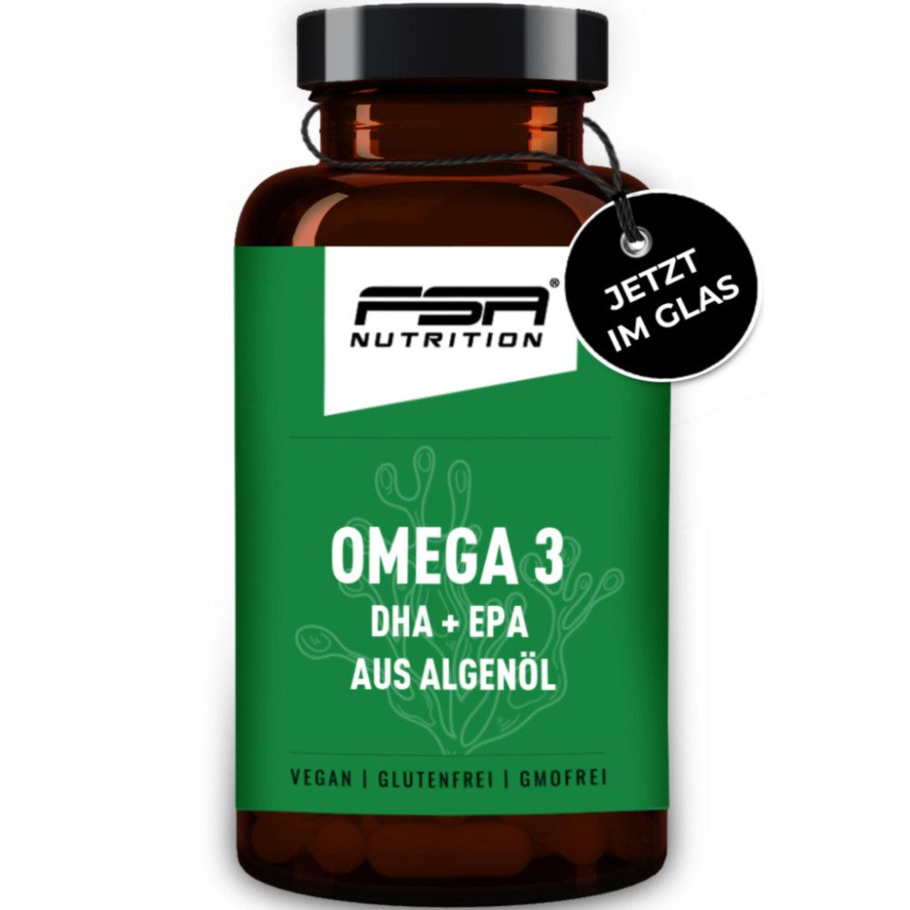 FSA NUTRITION Omega 3 DHA + EPA aus Algenöl im Glas Kapseln, 60 St., 40 g