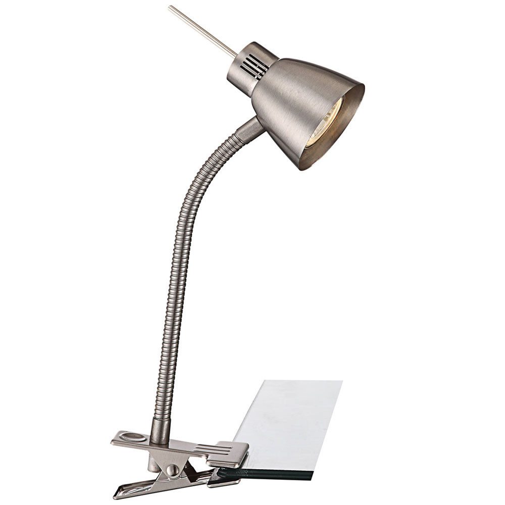 GLOBO LIGHTING Klemmleuchte, Leuchtmittel inklusive, Warmweiß, LED Schreibtischleuchte Klemmleuchte Schlafzimmer Tischlampe silber
