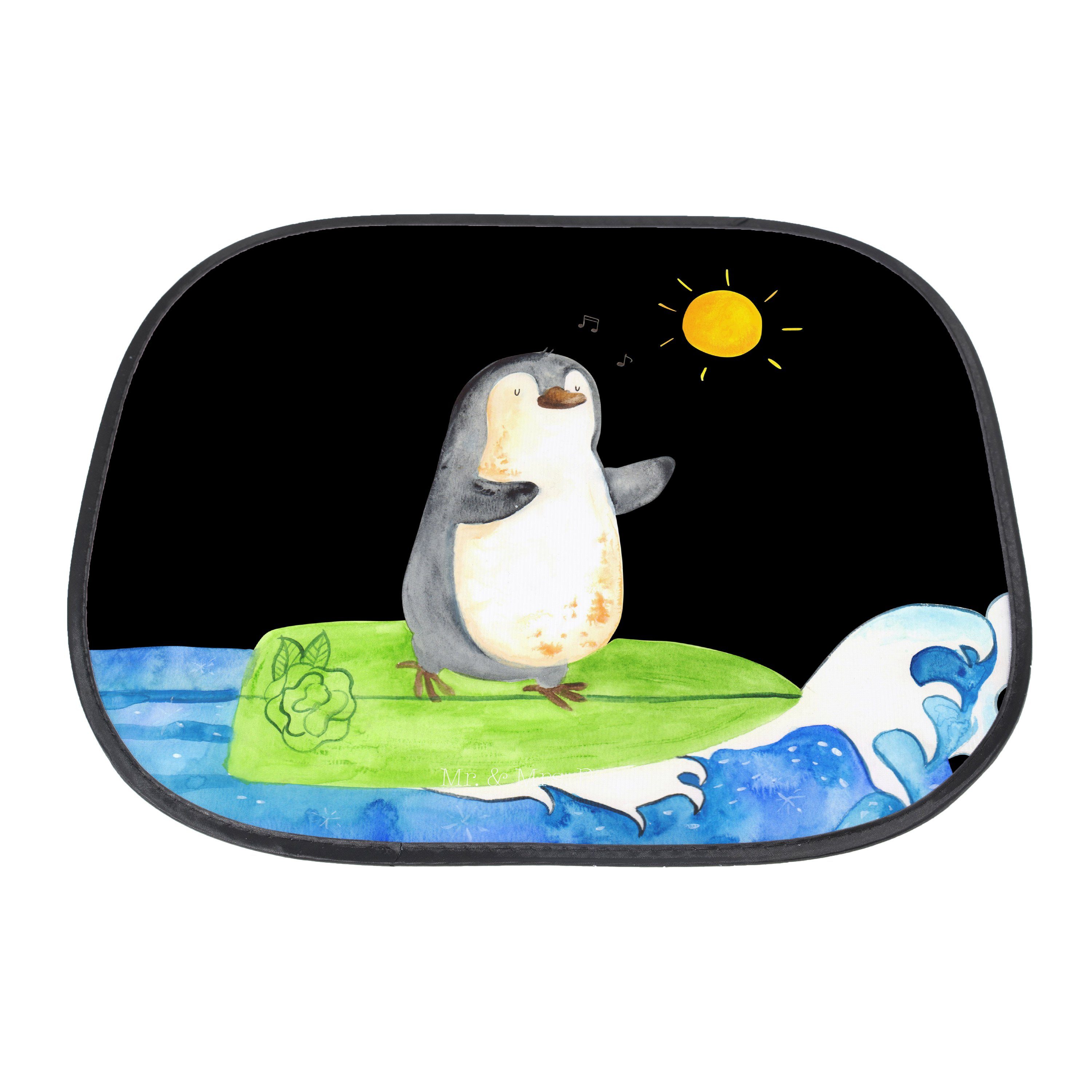 Sonnenschutz Pinguin Surfer - Sonnenschutz - Schwarz Panda, surfen, Mr. Mrs. Geschenk, Baby, motiv, Seidenmatt &