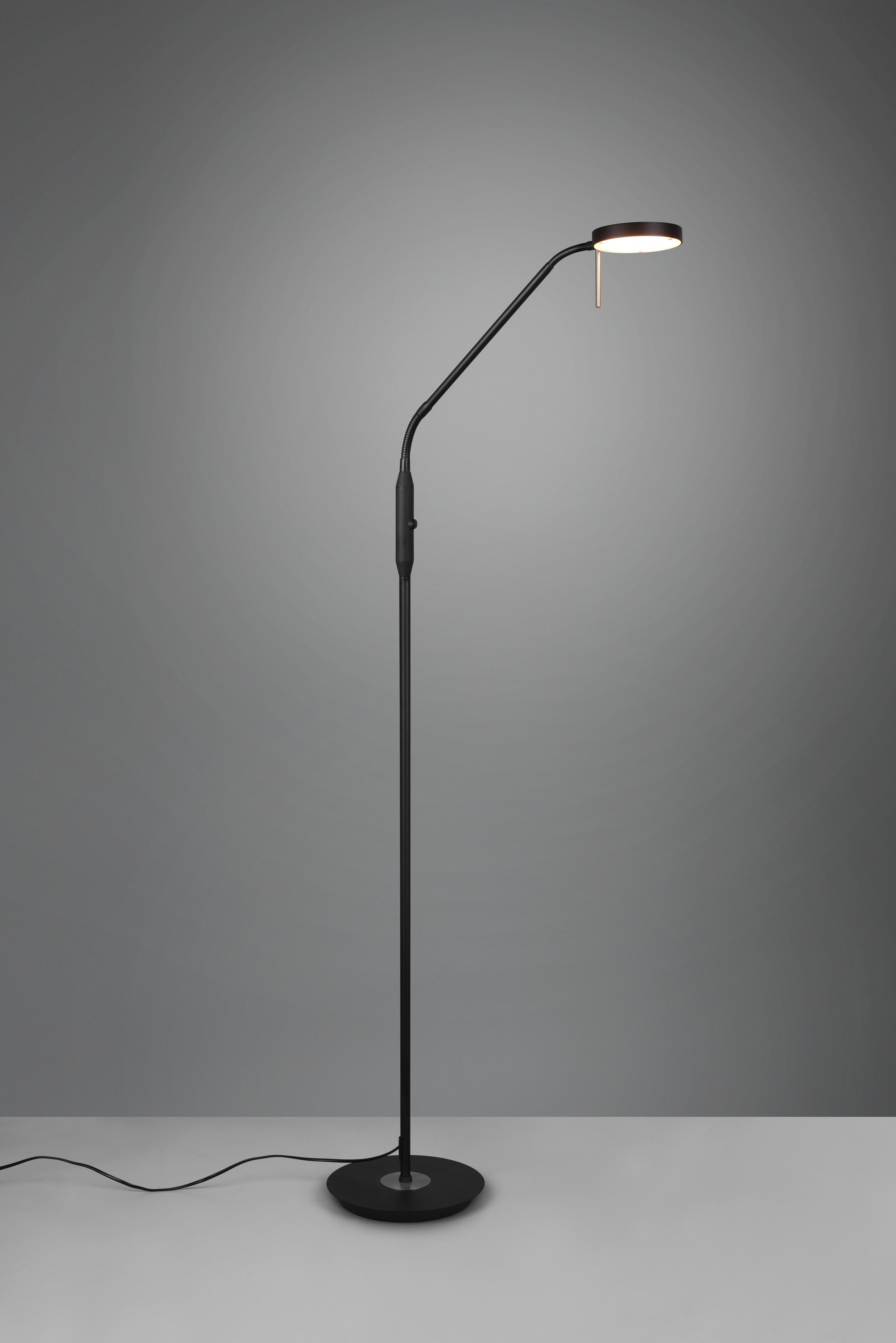 TRIO Leuchten LED Stehlampe MONZA, Stehleuchte mit Sensordimmer Lichtfarbe einstellbar 2300-4000K, Dimmfunktion, Memoryfunktion, LED fest integriert, Farbwechsler, warmweiß - kaltweiß, Leuchtenkopf flexibel verstellbar Memoryfunktion Höhe 145-160 cm