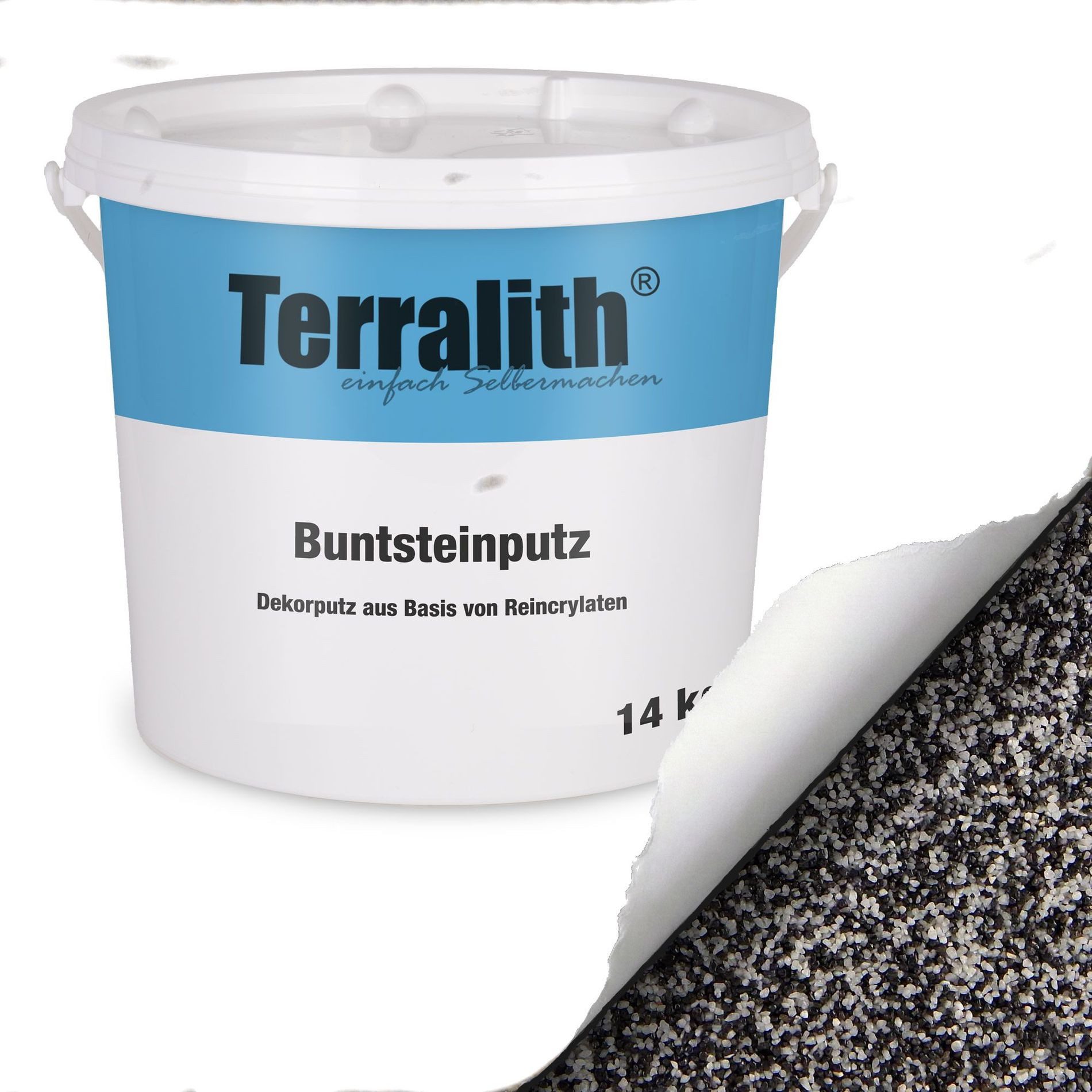 Terralith® Kunstharzputz Buntsteinputz Mosaikputz 2mm -14 kg- BSP10 (Eimer, Verarbeitungsfertig) Dekorationsputz aus Marmor-Granulat bzw. eingefärbter Körnung