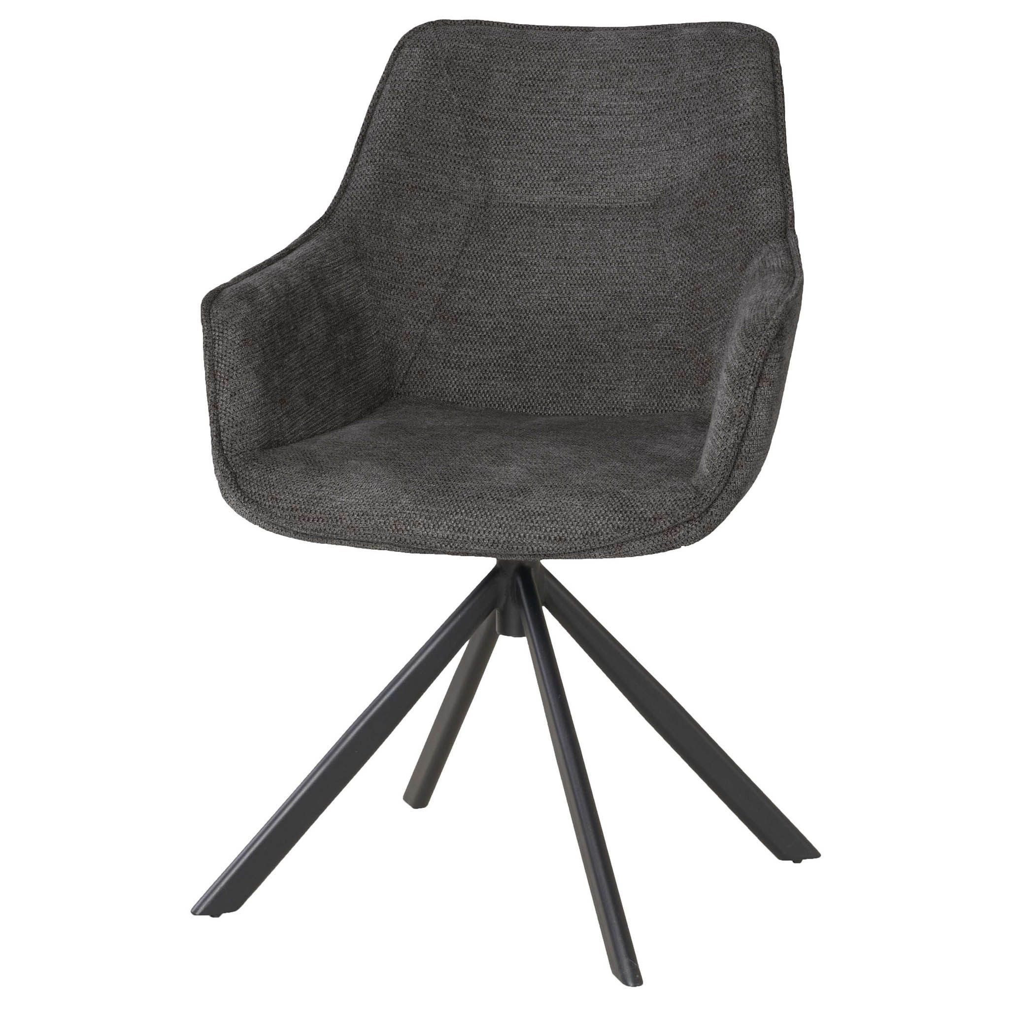 bene living Loungesessel San Carlo - drehbar - dunkelgrau (4-St., 4er Set), schwarzes Metall-Gestell - bequeme Arm- und Rückenlehne