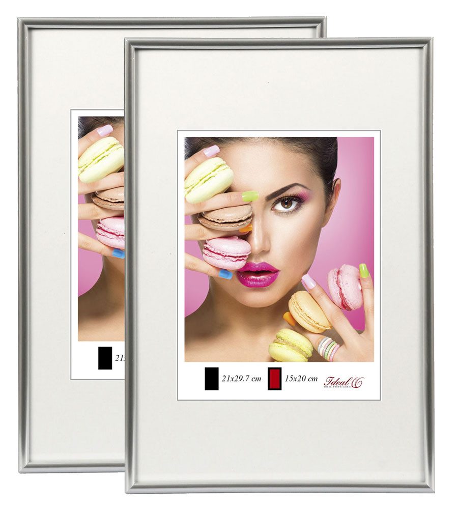 IDEAL TREND Bilderrahmen 2er 3er 5er Pack Photo Style Set Bilderrahmen Wanddeko Collage Poster, für 2 Bilder (2 St), Hochwertiger Kunststoffrahmen halbrunde Leiste Echtglas MDF-Rückwand