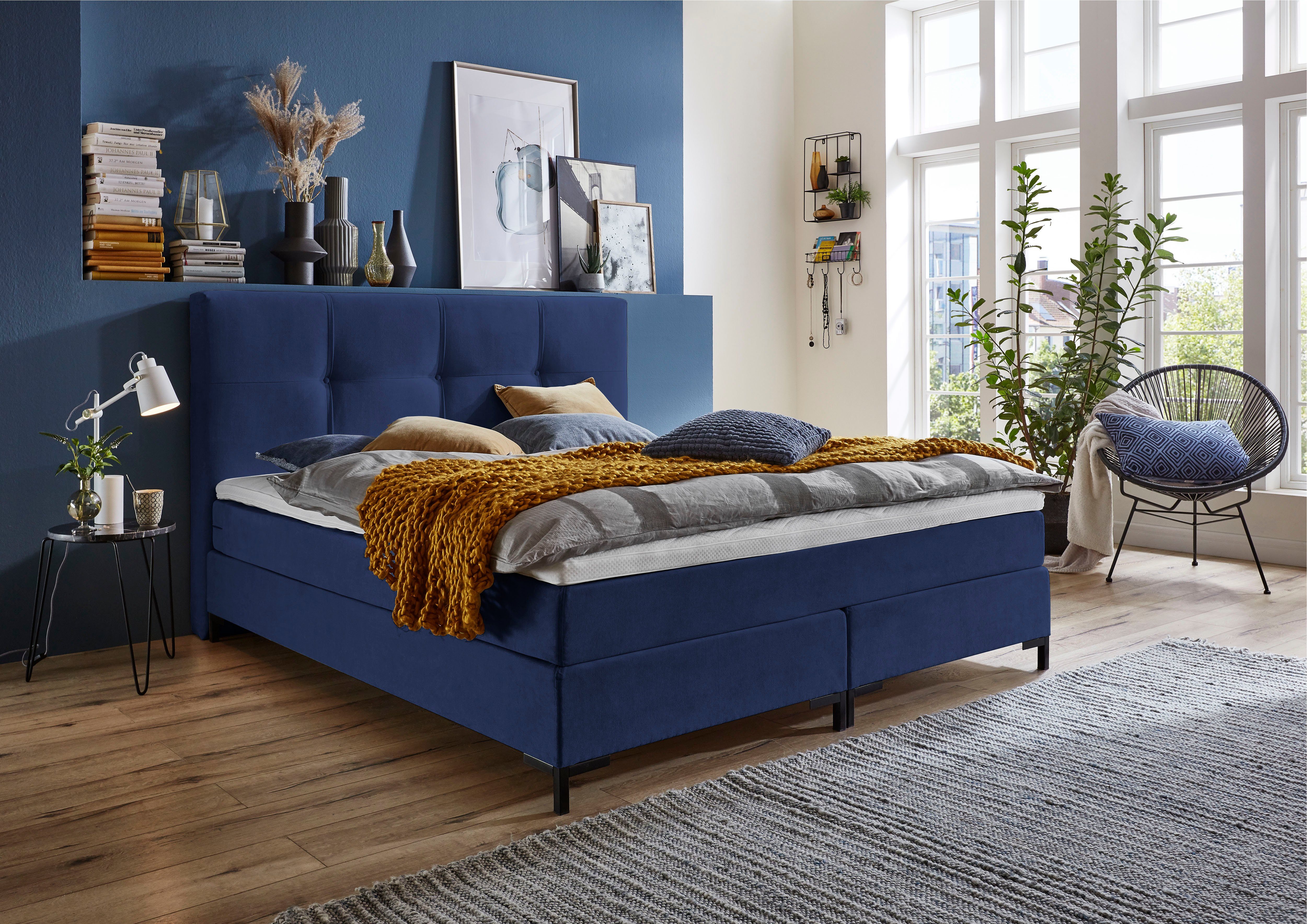 ATLANTIC home collection Boxspringbett Romy, Taschen-Federkernmatratze, inkl. Topper