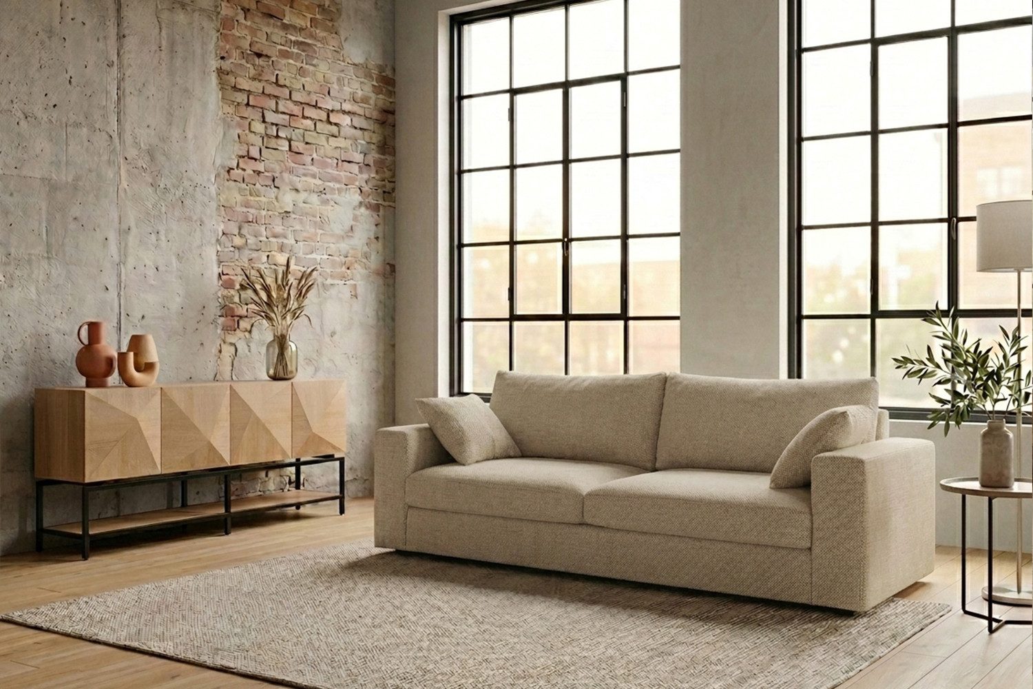 KAWOLA 3-Sitzer AMINA Stoff Couch - Gemütlichkeit - Wohnzimmer Sofa - 3 Sitzer, Modernes Sofa für Drei, hochwertiger Bezug, toller Sitzkomfort