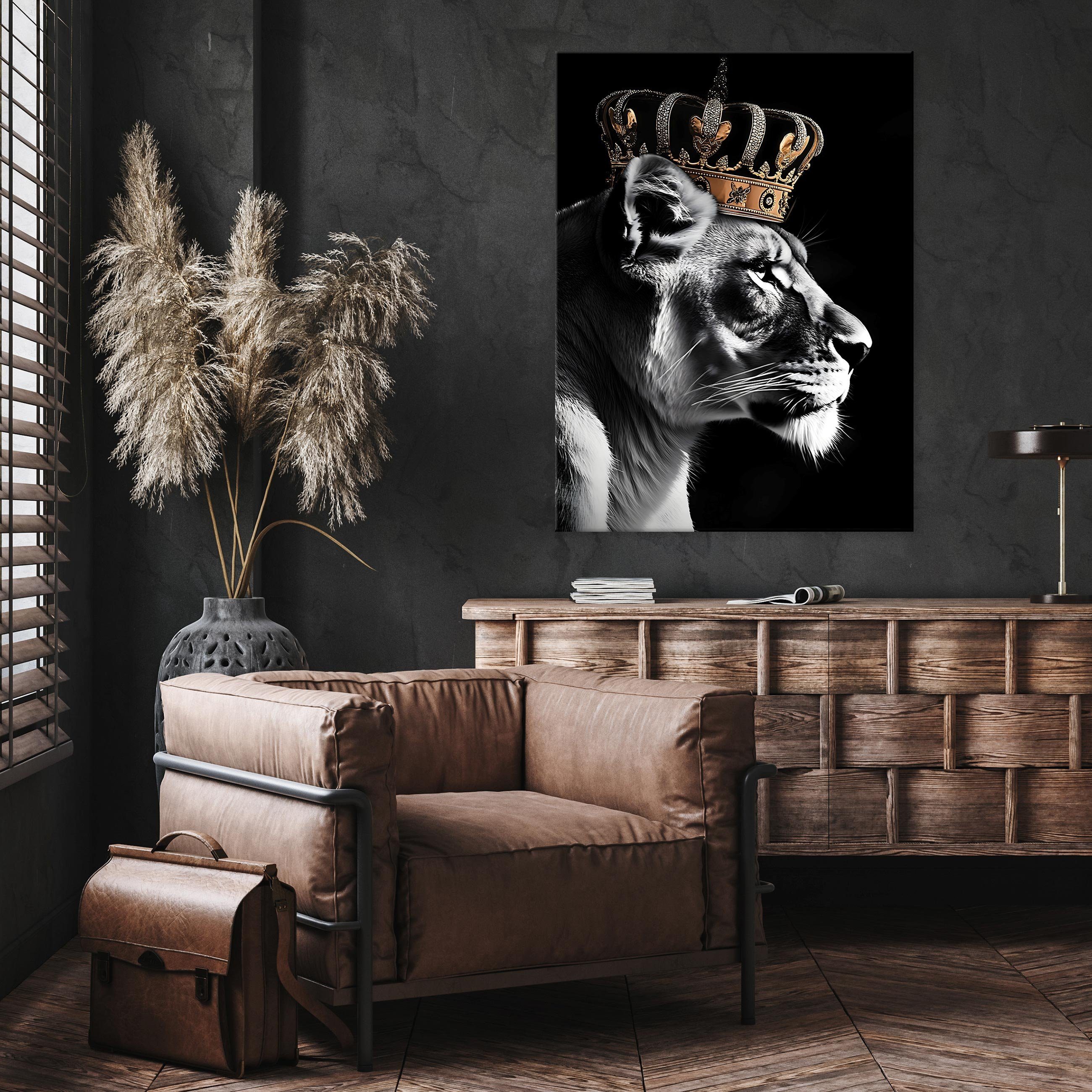 Wallarena Leinwandbild Löwe König Tiere Motivation Wohnzimmer Schlafzimmer günstig online kaufen