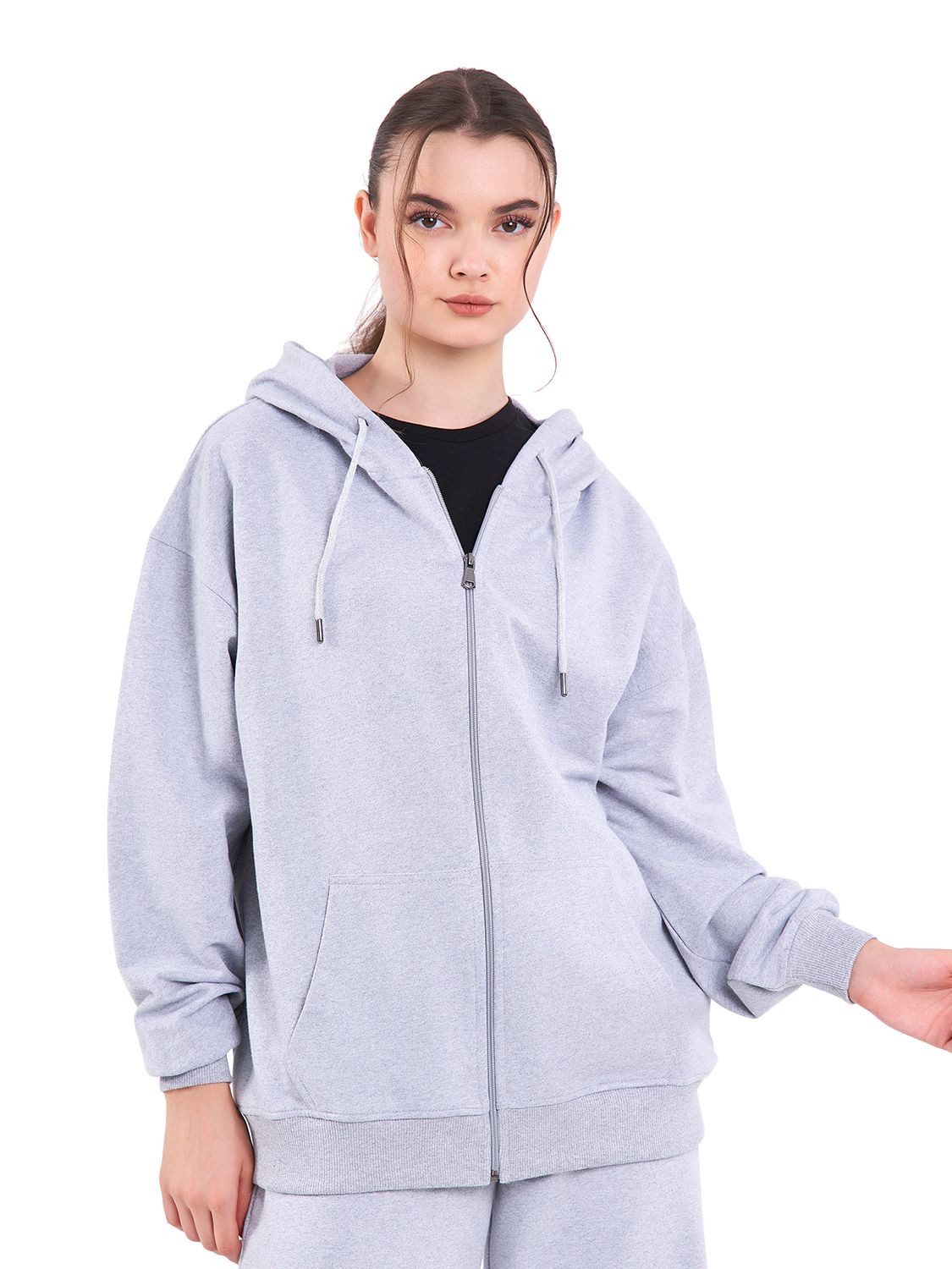 COMEOR Kapuzensweatjacke Damen Bequeme Baumwoll-Hoodie-Jacke Kapuzensweatshirt mit durchgehendem Reißverschluss