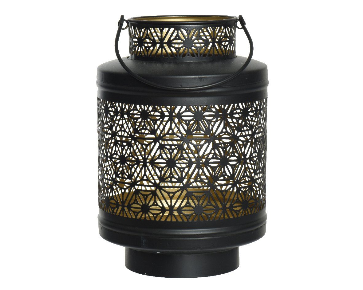 Decoris season decorations Windlicht, Windlicht Laterne Orientalisch mit Henkel Metall 22cm schwarz / gold