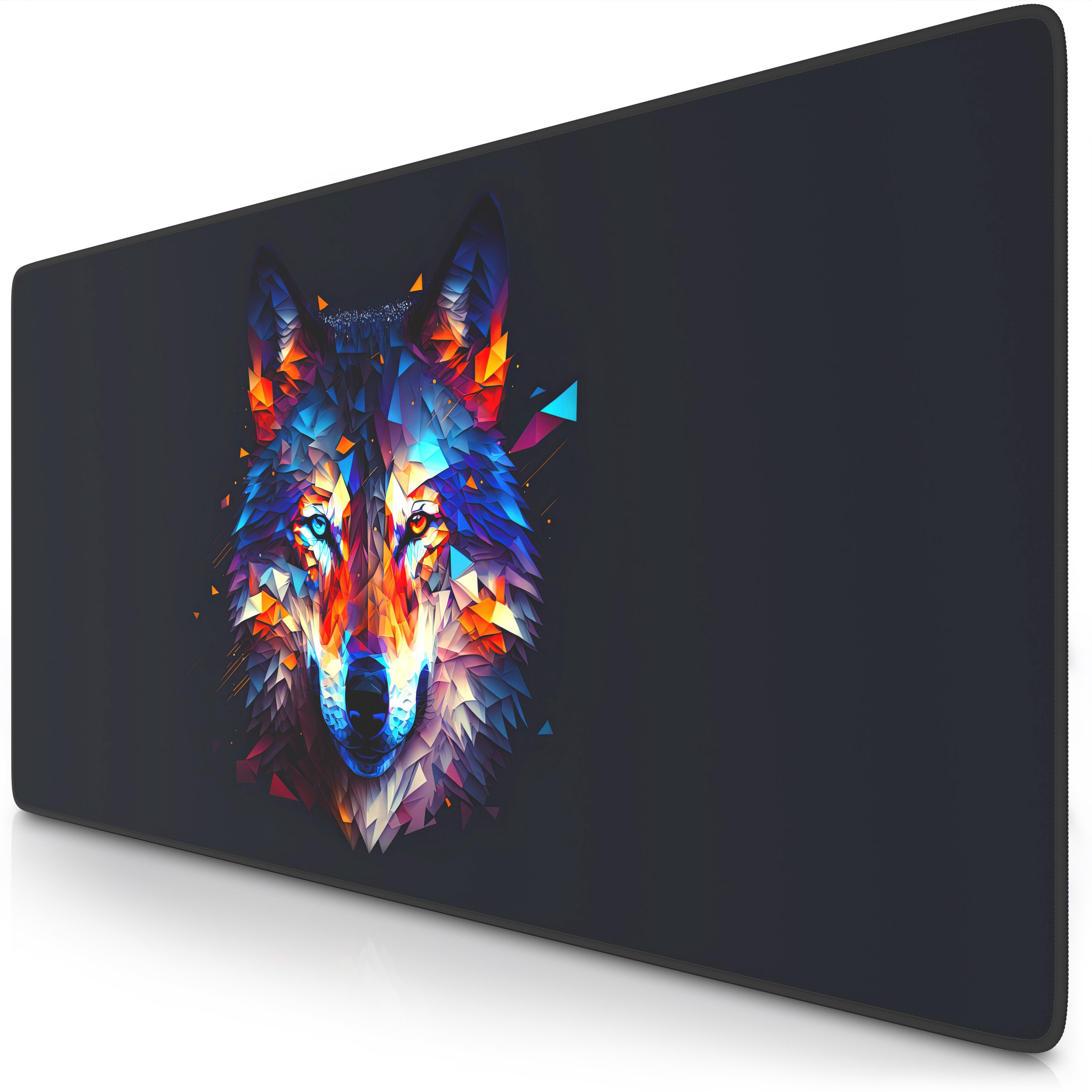 Titanwolf Gaming Mauspad XXL Speed Mousepad 900 x 400 x 3 mm, Schreibtischauflage, abwaschbar (1-St), rutschfeste Rückseite, Geschwindigkeit & Präzision, Polygon Wolf