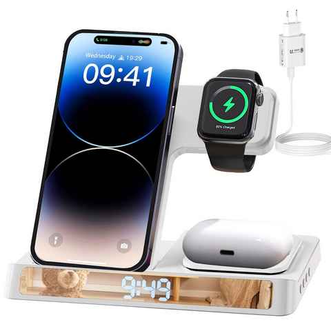 JOEAIS Handy-Dockingstation Induktive Ladestation 4 in 1 Kabellose Ladegerät Wireless Charger, (mit USB Kabel), Handy Charging Station