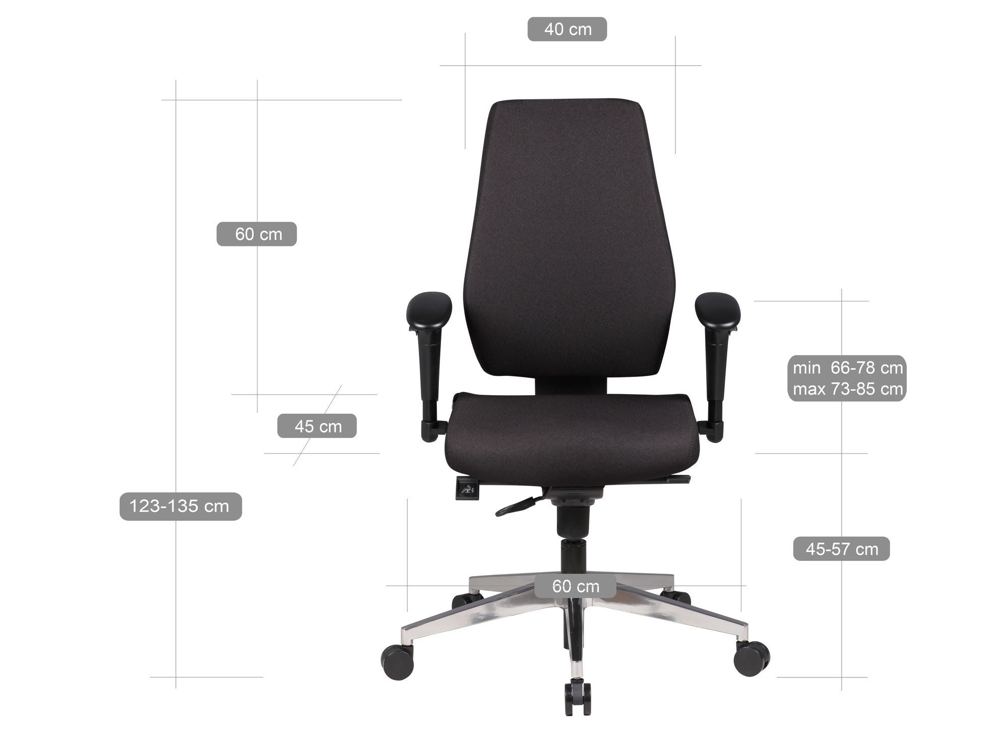 FINEBUY Schreibtischstuhl Bürostuhl DARIUS Stoffbezug Drehstuhl Drehsessel (Schreibtischstuhl Drehbar, Drehstuhl mit Armlehne), Stoff Schwarz, Bürostuhl XXL 120 kg Modern