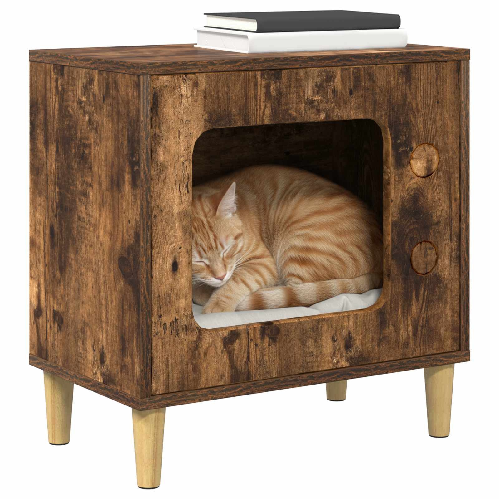 vidaXL Tierkorb 51 x 30 x 52 cm Katzenhaus Geräucherte Eiche 51x30x52 cm Spanplatte