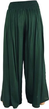 Guru-Shop Relaxhose Boho Hosenrock, weite Sommerhose - tannengrün Ethno Style, alternative Bekleidung