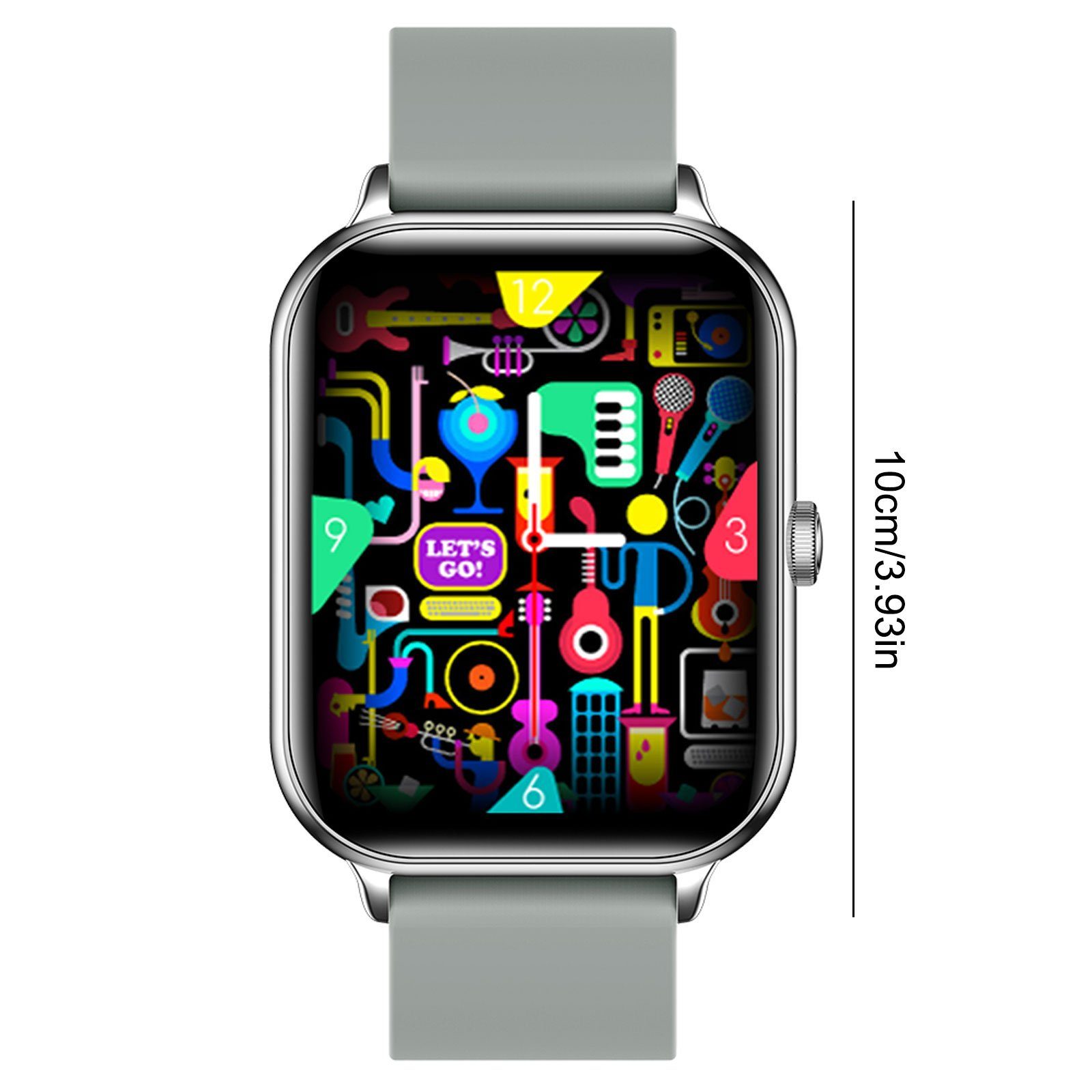 OKWISH Smart Watch Armbanduhr Sportuhr Fitness Uhr Uhren Tracker Damen Herren Smartwatch (1,91 Zoll) Sportuhr mit 100+ Sportmodi, Touchscreen, IP68 Wasserdicht, Bluetooth Anrufe, iOS/Android, mit Pulsmesser Schrittzähler Schlafmonitor Aktivitätstracker