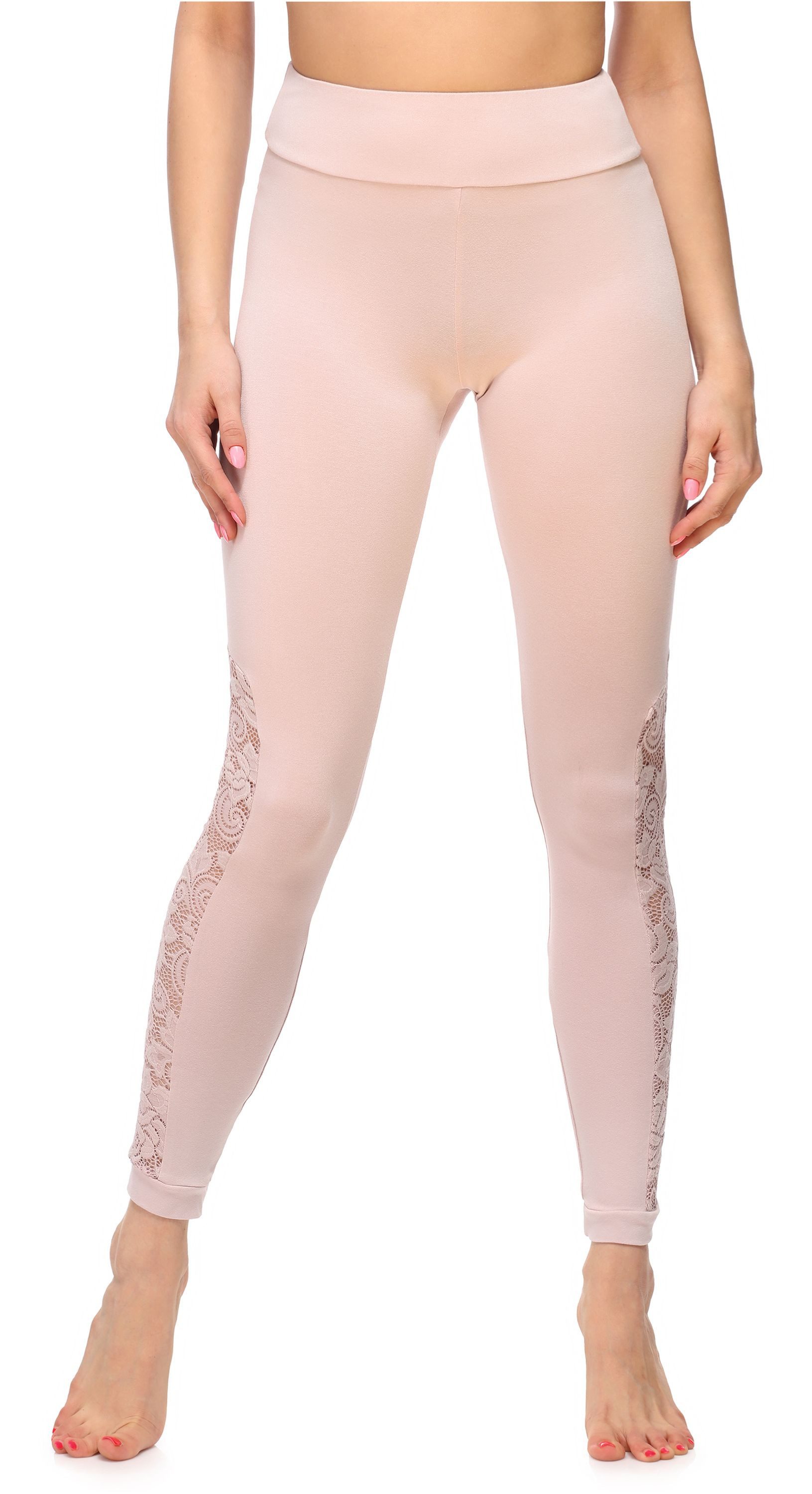 Leggings Damen Lange Leggings mit Spitze MS10-309