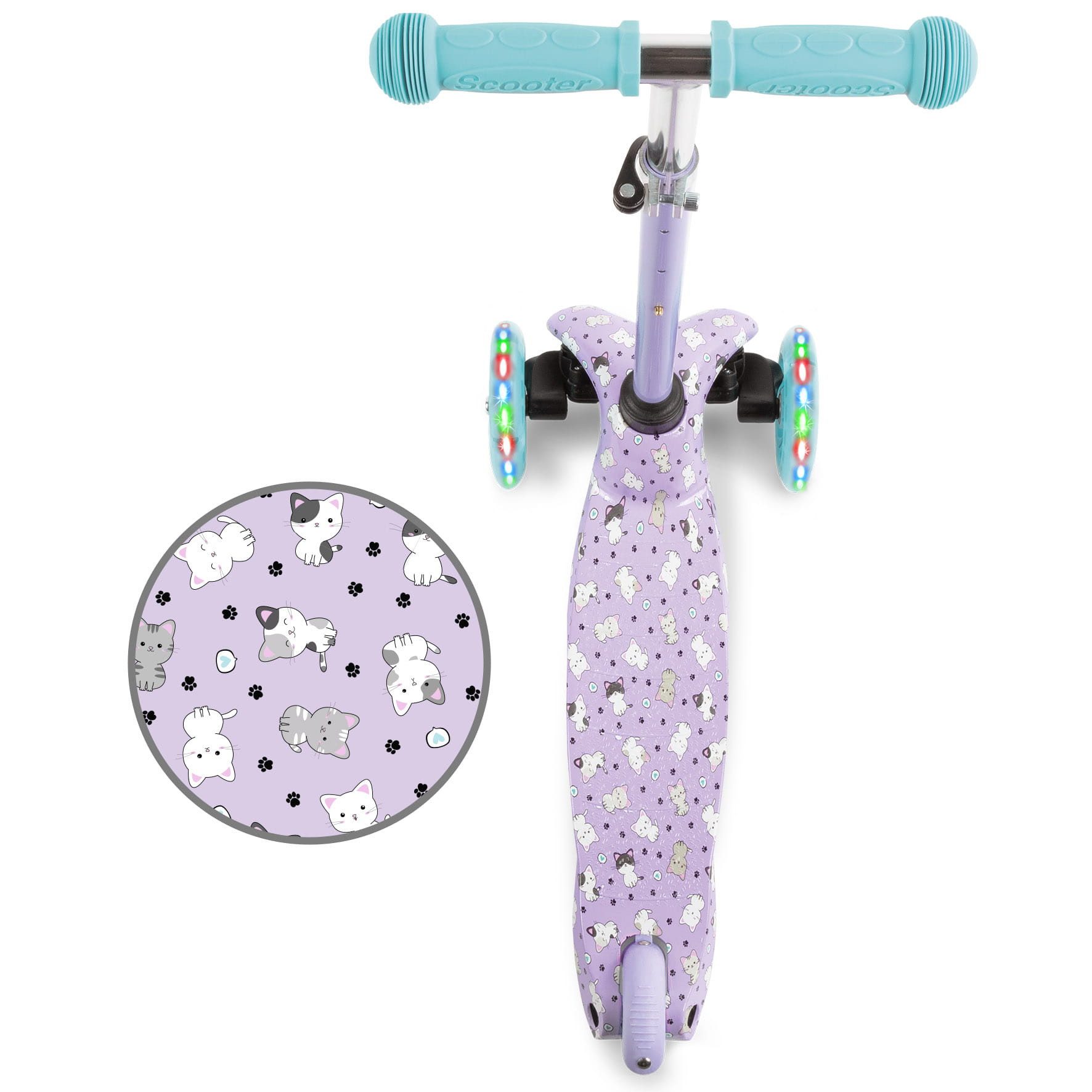 COIL Dreiradscooter Kinderroller, Tretroller, Dreirad-Balance-Roller, Cityroller, 10 km/h, ABEC-7-Lager, 3-stufige Lenkradverstellung, LED-Räder