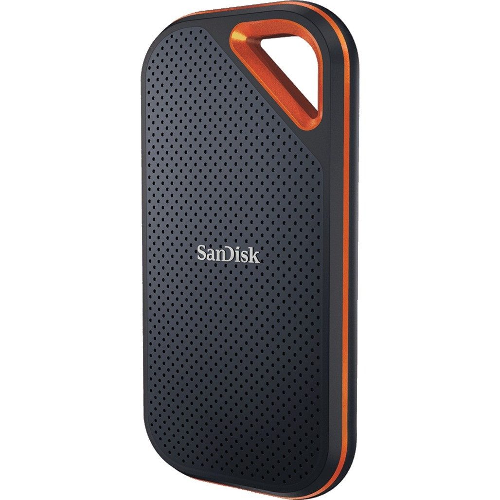 Sandisk Extreme PRO V2 2TB Portable SSD USB-C 2000GB externe SSD (2 TB) 2000 MB/S Lesegeschwindigkeit, 2000 MB/S Schreibgeschwindigkeit, USB 3.2 Gen 2x2, NVMe SSD, IP65 Schutz, AES-256 Verschlüsselung