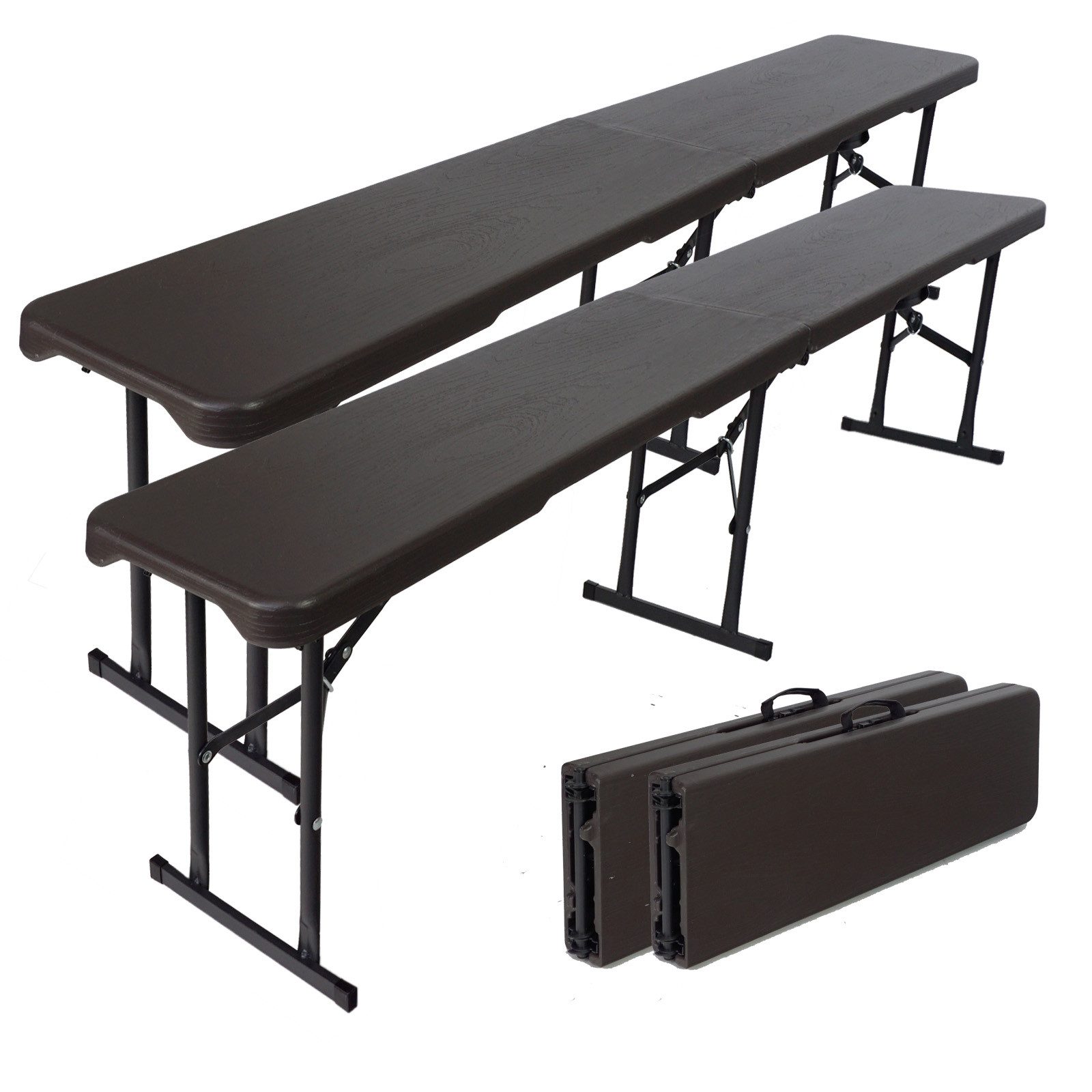 TRUTZHOLM Bierzeltgarnitur 2x Bierbank Klappbank aus Kunstoff Grau Holzopti günstig online kaufen