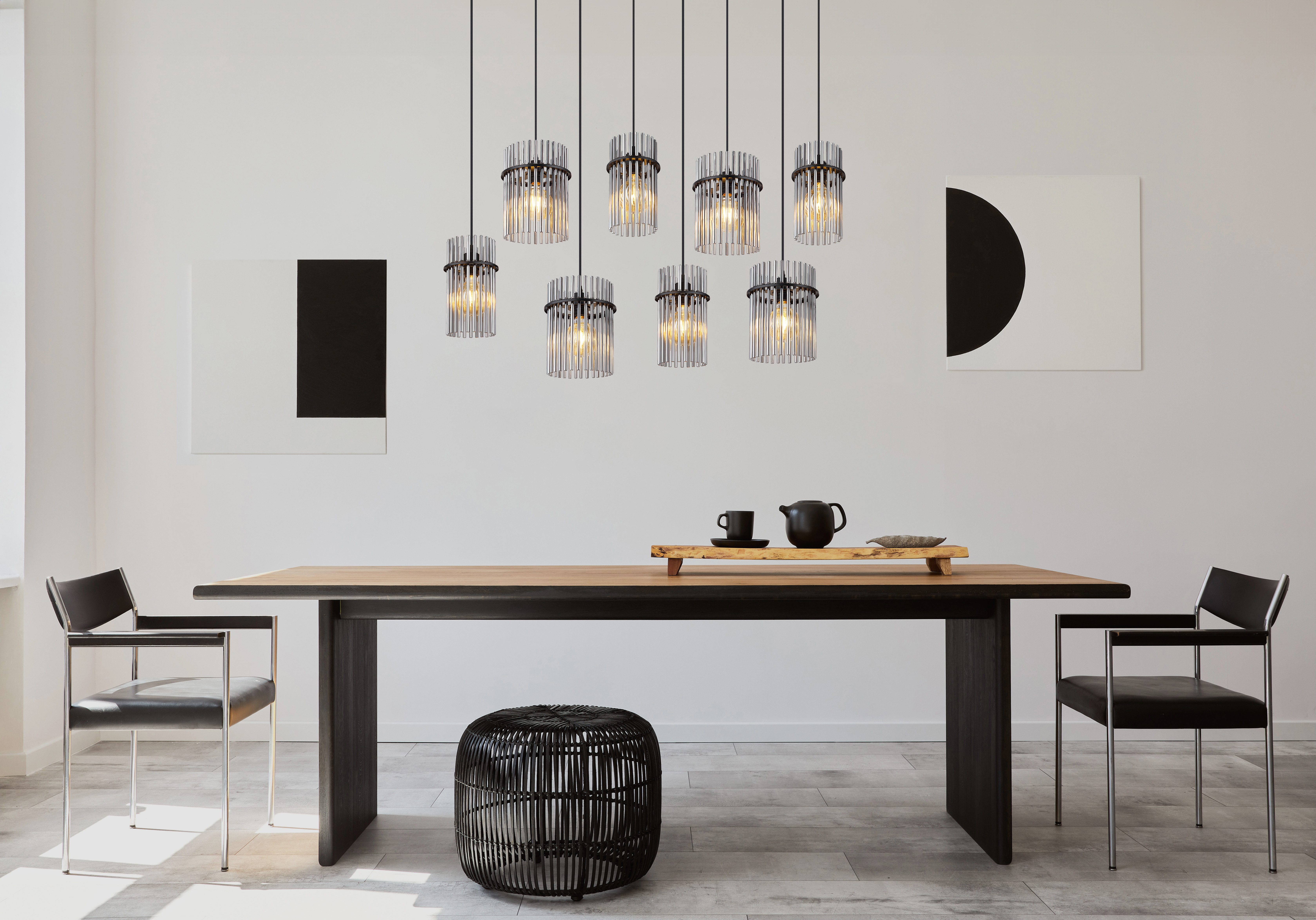GLOBO LIGHTING Hängeleuchte GORLEY, ohne Leuchtmittel, Hängelampe Glasstäbe rauchfarben klar verlaufend elegant Esszimmer