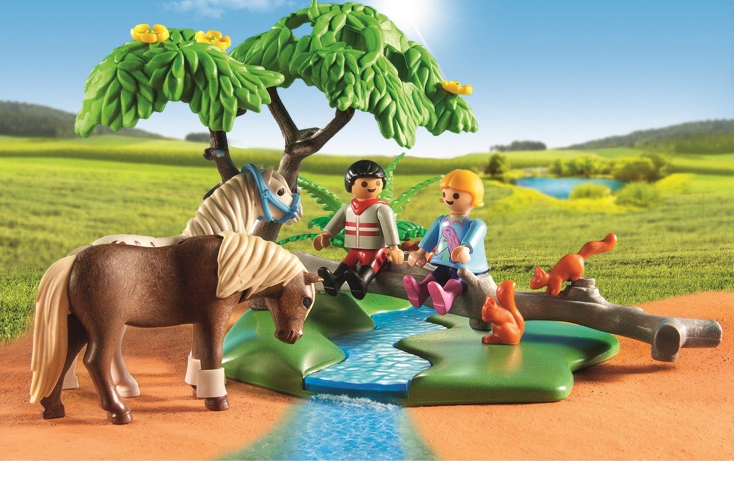 Playmobil® Spielwelt Country 5685 Horseback Ausritt mit Pferden, Pferd Reiter Figuren Spiel-Set Pferde Reiterhof Zubehör Spielzeug-Set