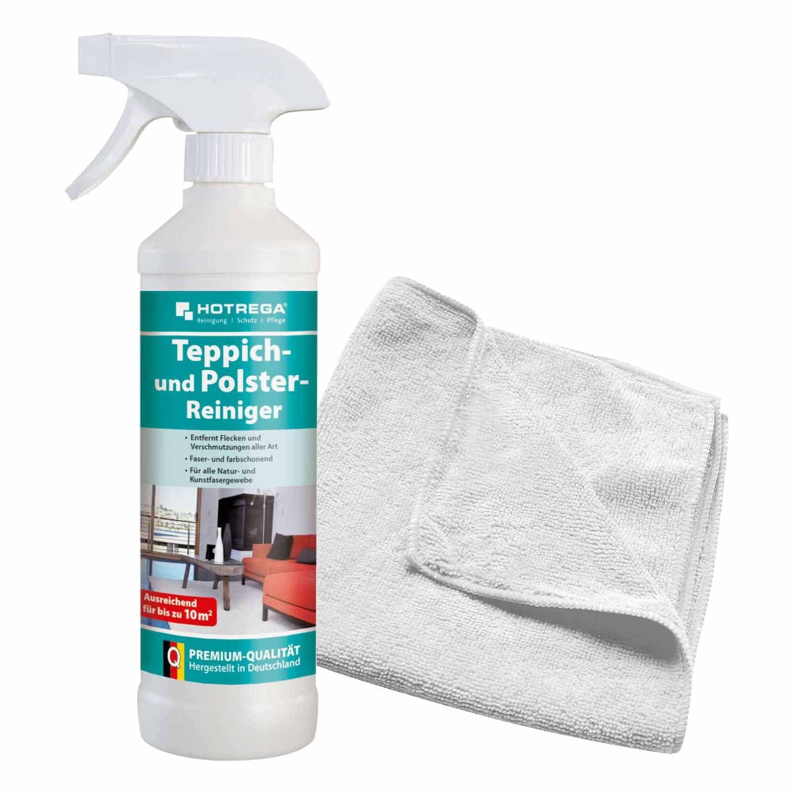 HOTREGA® Teppichreiniger Reiniger Teppichboden Polster 500ml + Microfasertuch Teppichreiniger