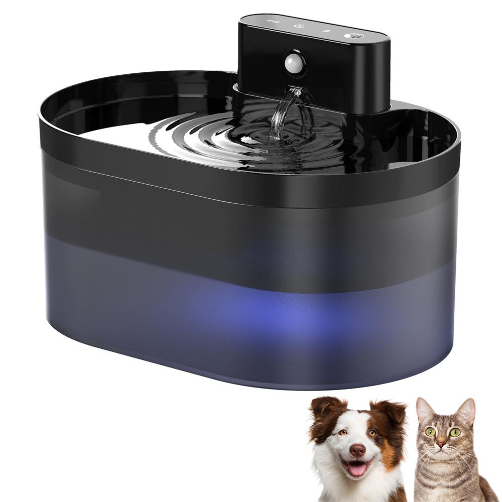 Trinkbrunnen Katzenbrunnen Kabellos,2.2L Trinkbrunnen für Katze mit Bewegungsmelder