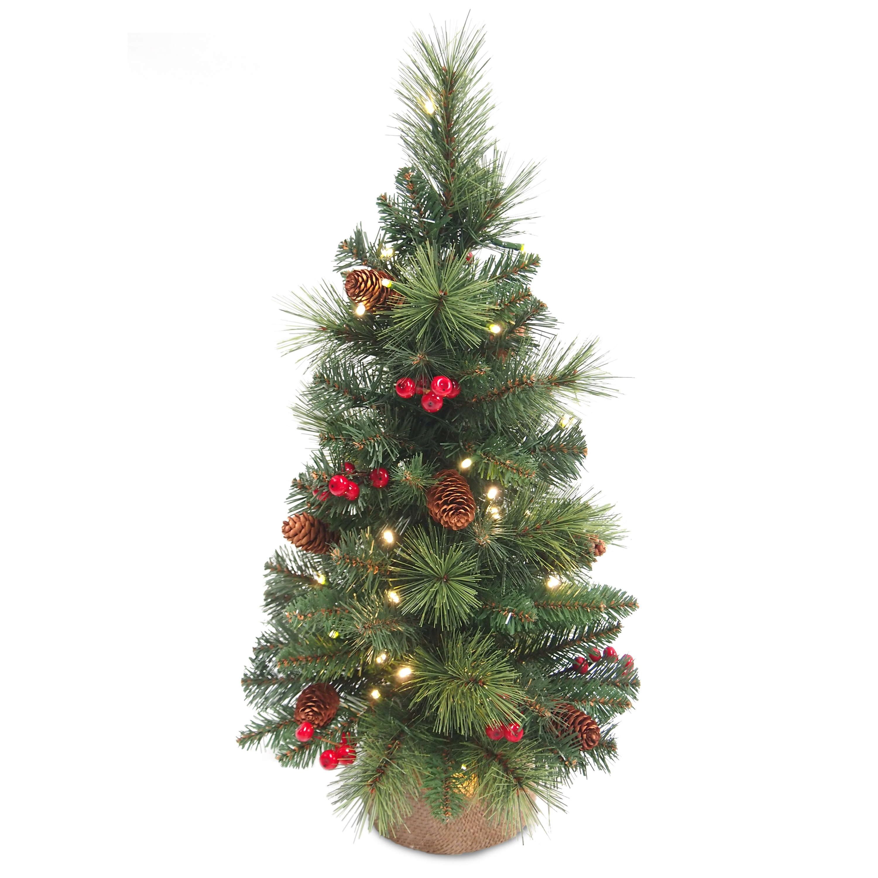 artplants Künstlicher Weihnachtsbaum Kunst Tanne BUKAREST, Jutesack, geschmückt, LEDs, 80cm, Ø 45cm