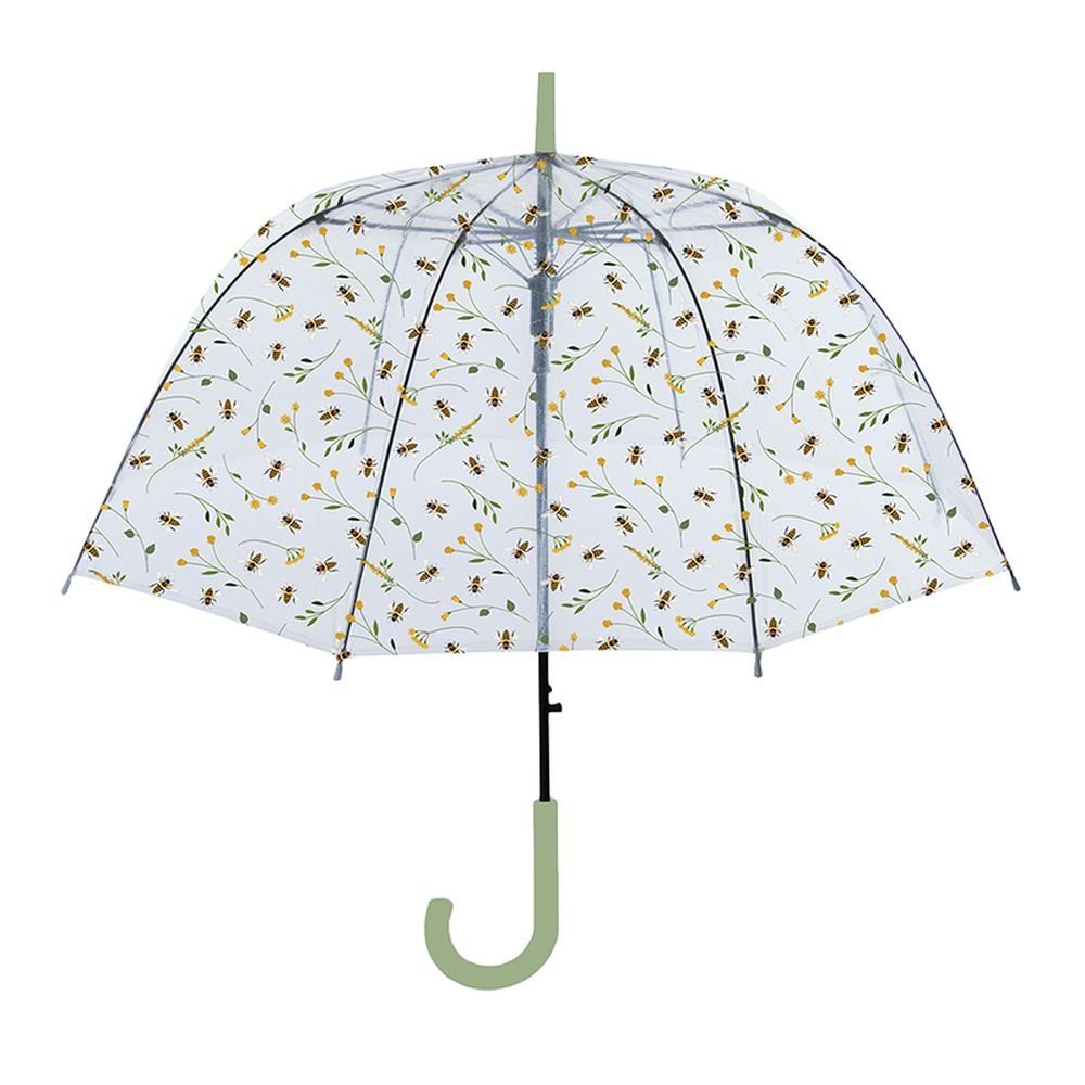 Klick-Öffnung Stockregenschirm, Bienenmuster, transparent, mit Rivanto