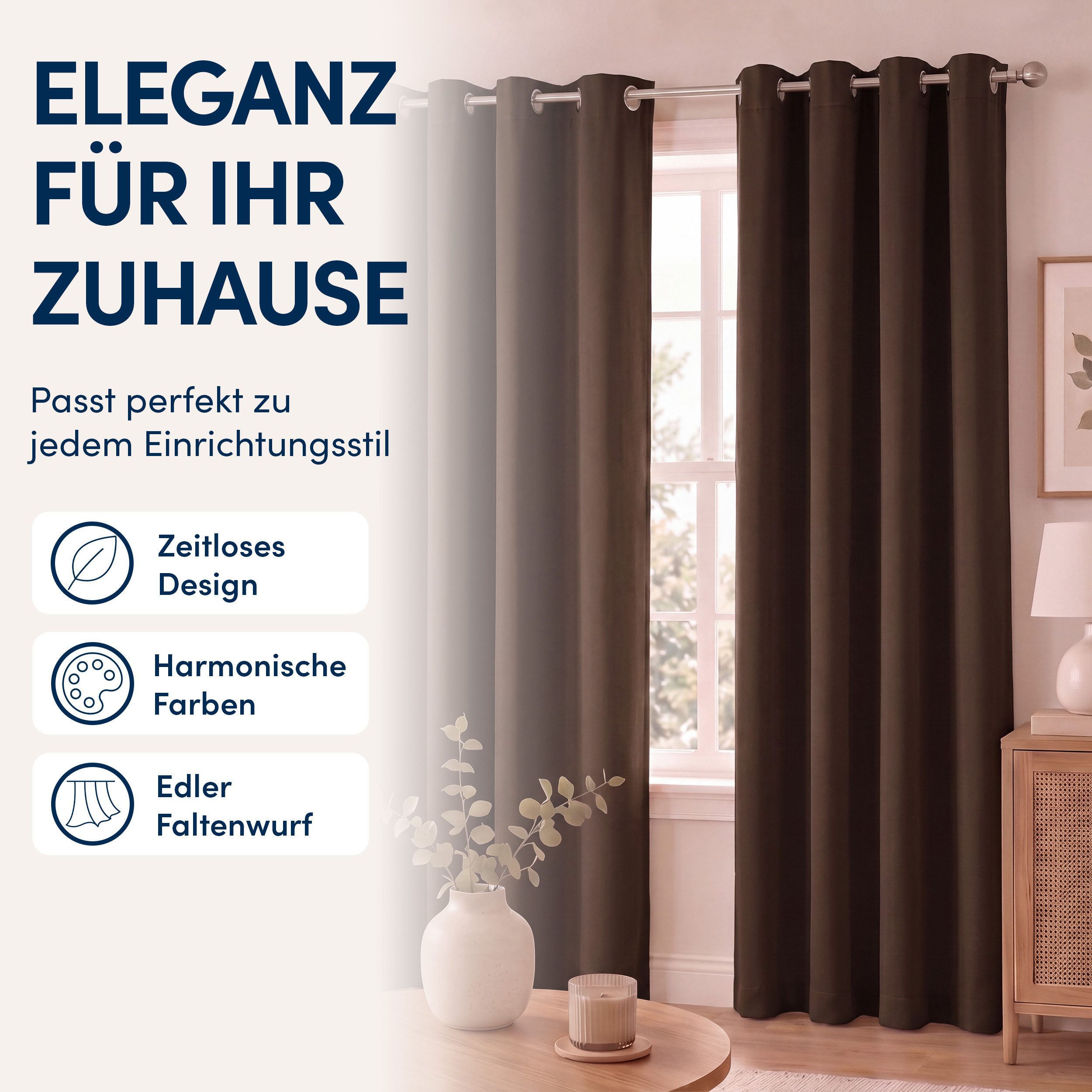 Stoffschmiede Gardine Blickdicht - Kräuselband & Ösen, Ösen – Bild 4 von 5