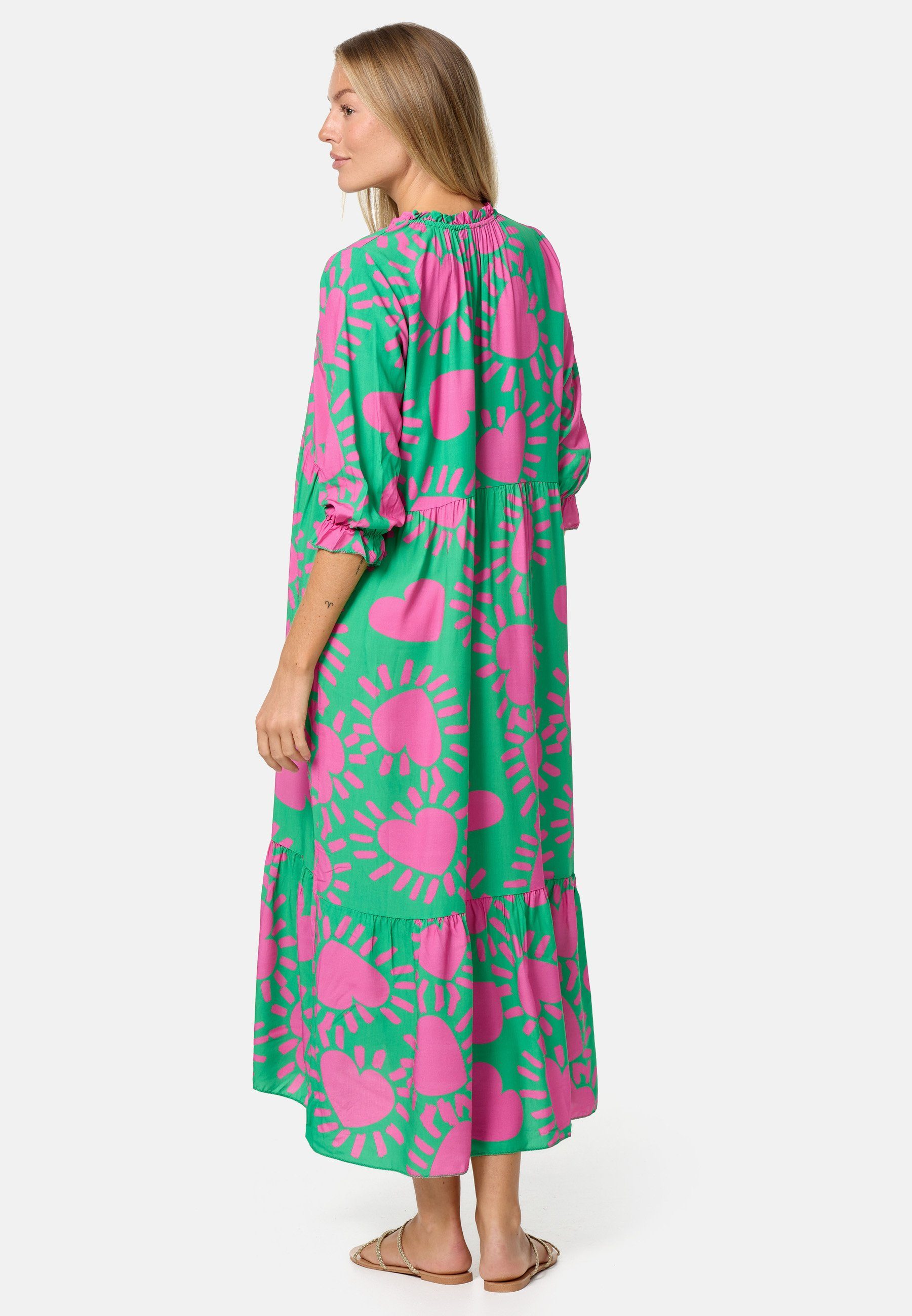 Rayshyne Maxikleid PM-32 (Sommerkleid Jersey Strandkleid mit Muster in Einheitsgröße)