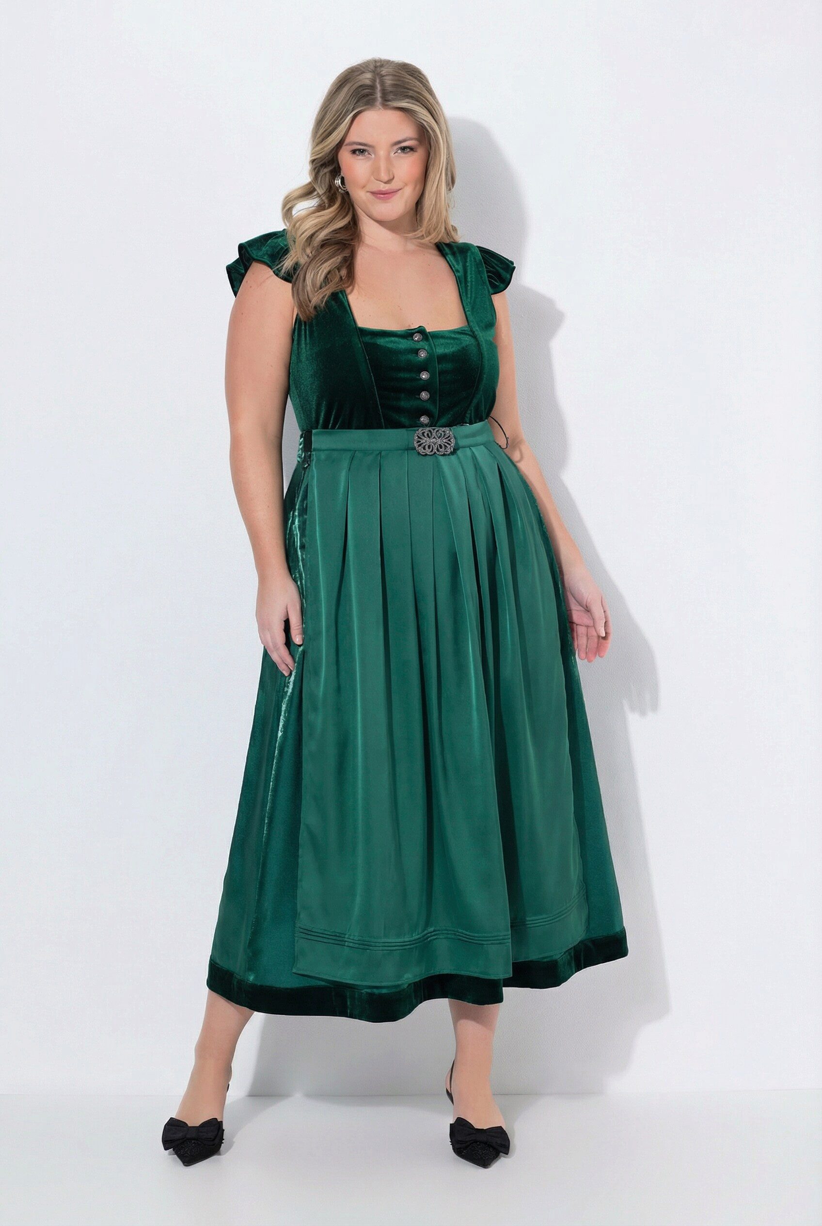 Ulla Popken Dirndl Samt-Dirndl Carré-Ausschnitt