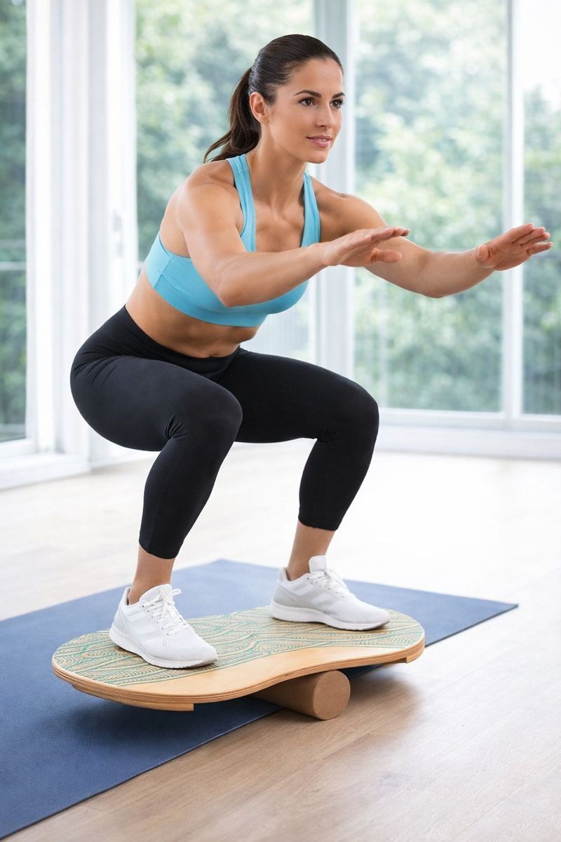 body coach Balanceboard Balancierbrett mit Korkrolle Holz Balancetrainer, Balancebrett aus Ahorn Holz / Rolle aus Kork