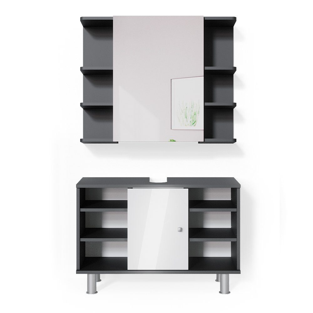 Vicco Badmöbel-Set Fynn, Anthrazit/Weiß, 2 Teile, Unterschrank 80 cm, (2-er günstig online kaufen