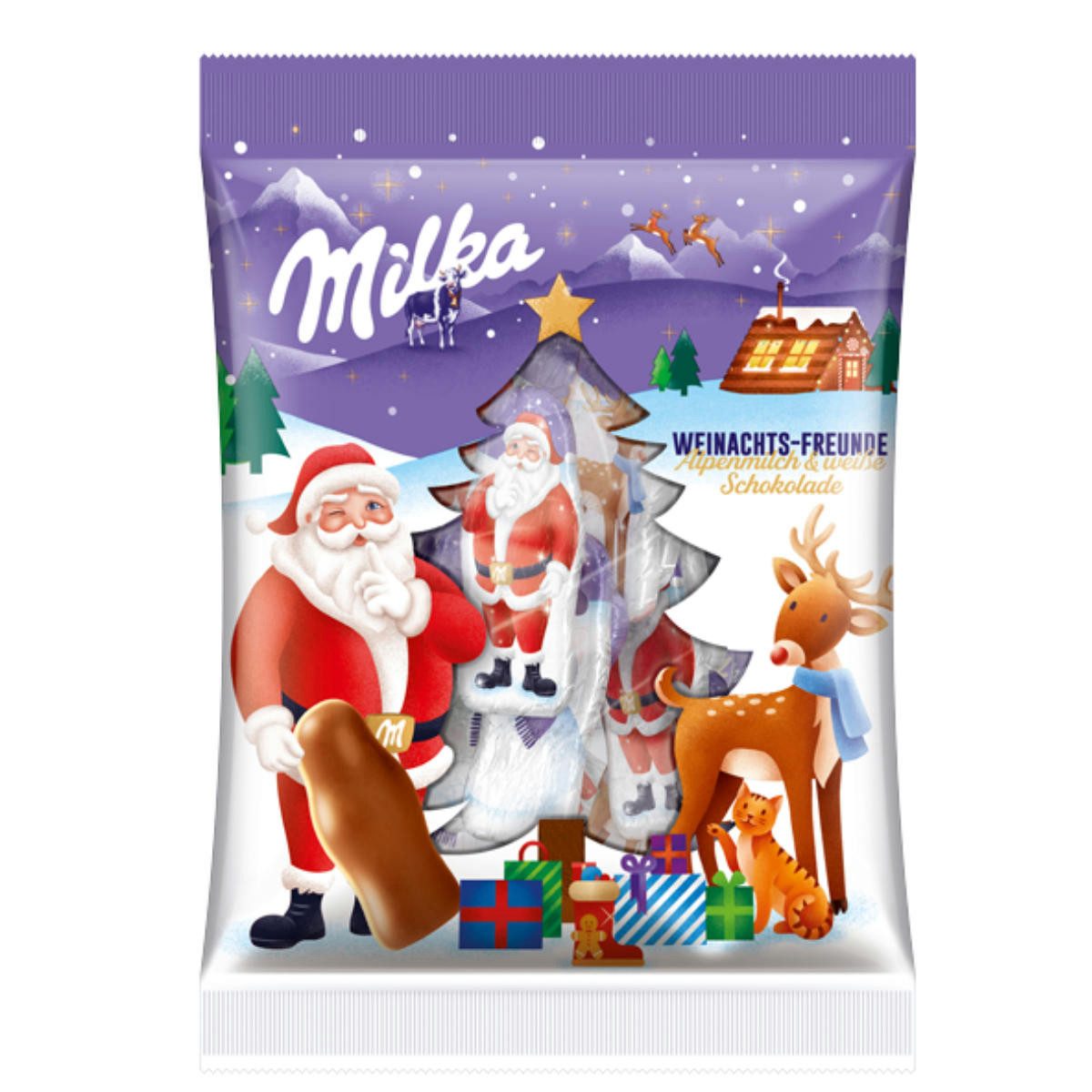 MILKA Schokolade, Milka Weihnachts Freunde aus Alpenmilch und weißer Schokolade 120g