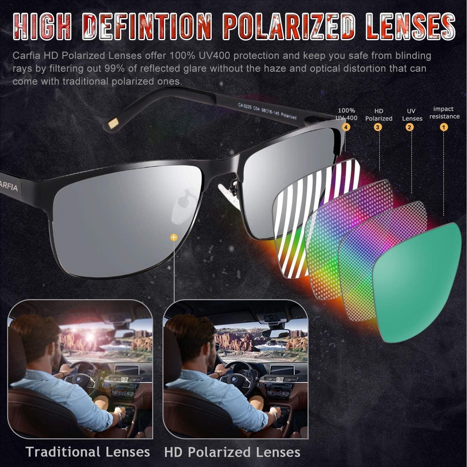 LuxusKollektion Pilotenbrille Sonnenbrille Herren polarisierte Metall Gestell Schwarz Gläser Silbrig