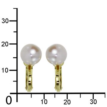 OSTSEE-SCHMUCK Paar Ohrclips - Perle 8,5-9 mm - Gold 585/000 - Zuchtperle (2-tlg)