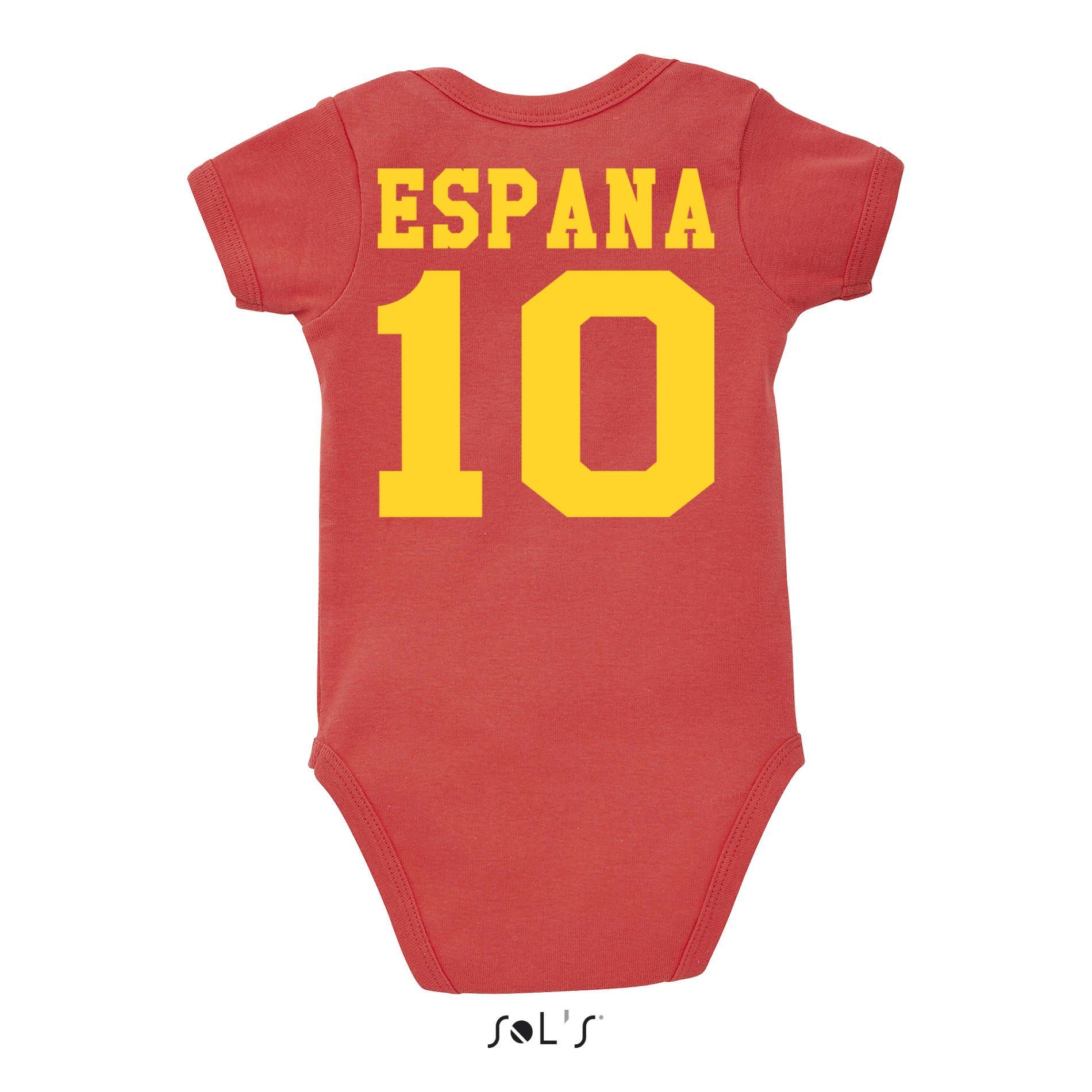 Kinder Body Strampler Spain WM Baby Fussball Brownie Copa Trikot & Sport Meister Blondie Spanien
