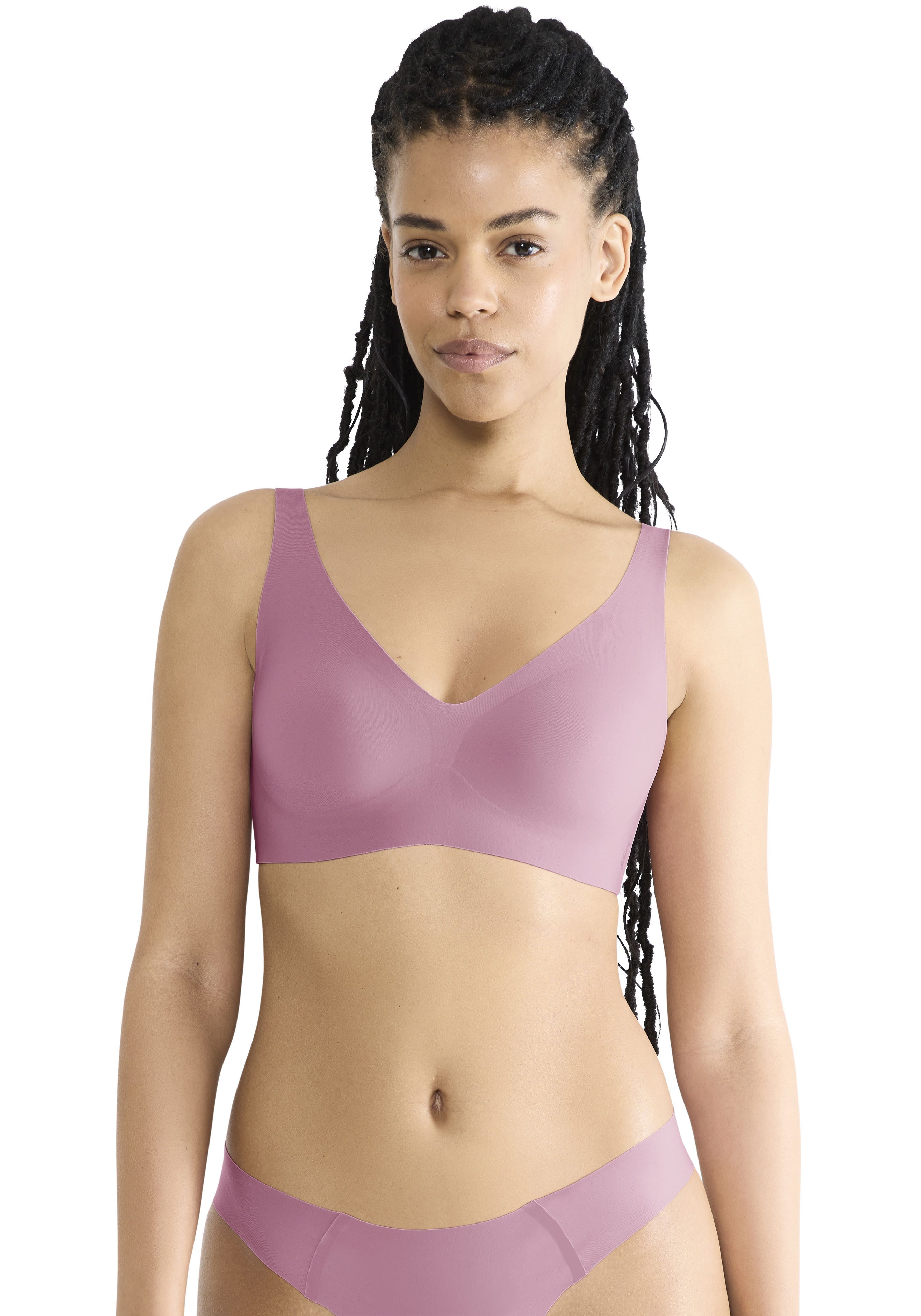 sloggi Soft-BH ZERO Feel 2.0 nahtlos, herausnehmbaren Pads, V-Ausschnitt, breite Träger, Microfaser