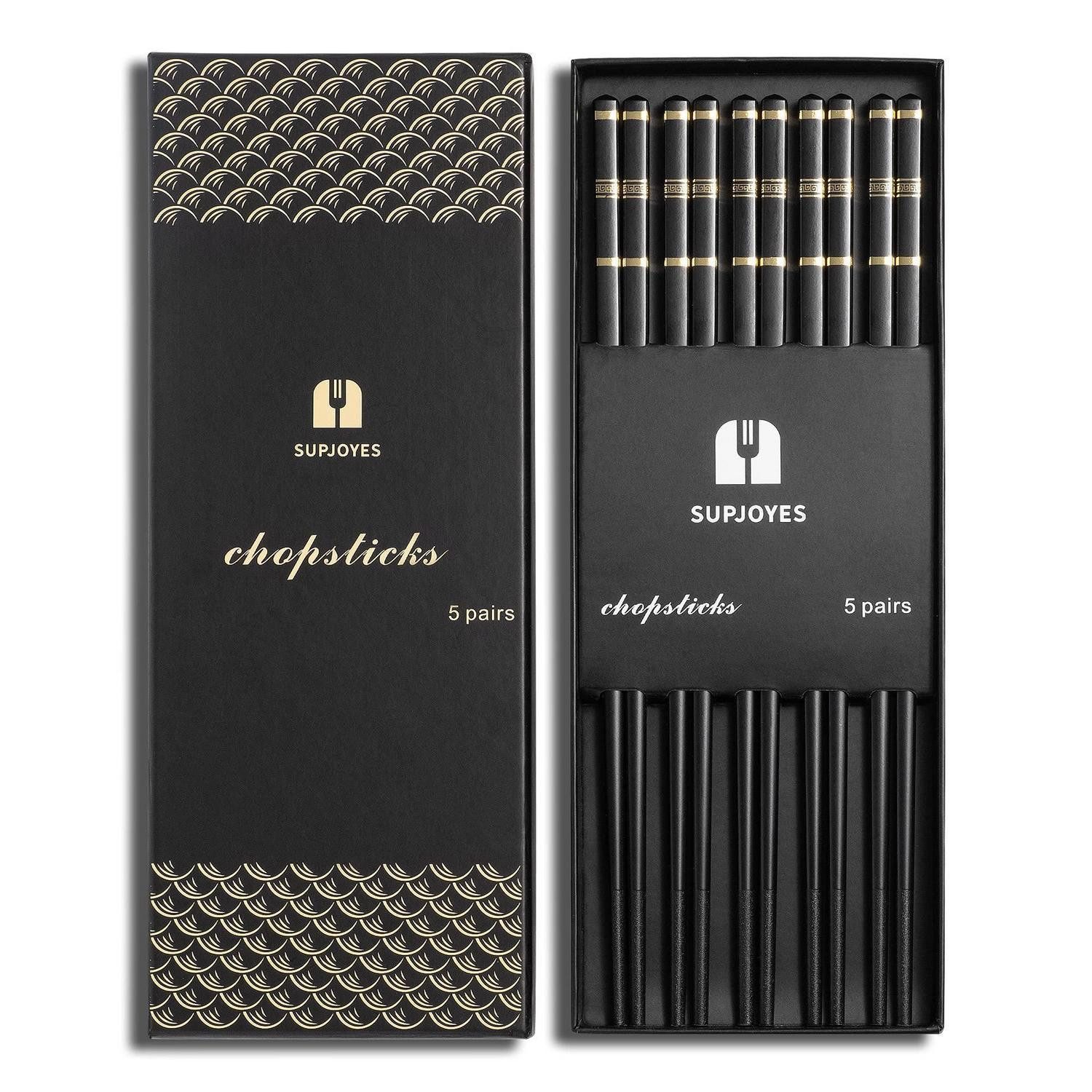 LuxusKollektion Essstäbchen Essstäbchen Set Goldener Ring 5 Paar